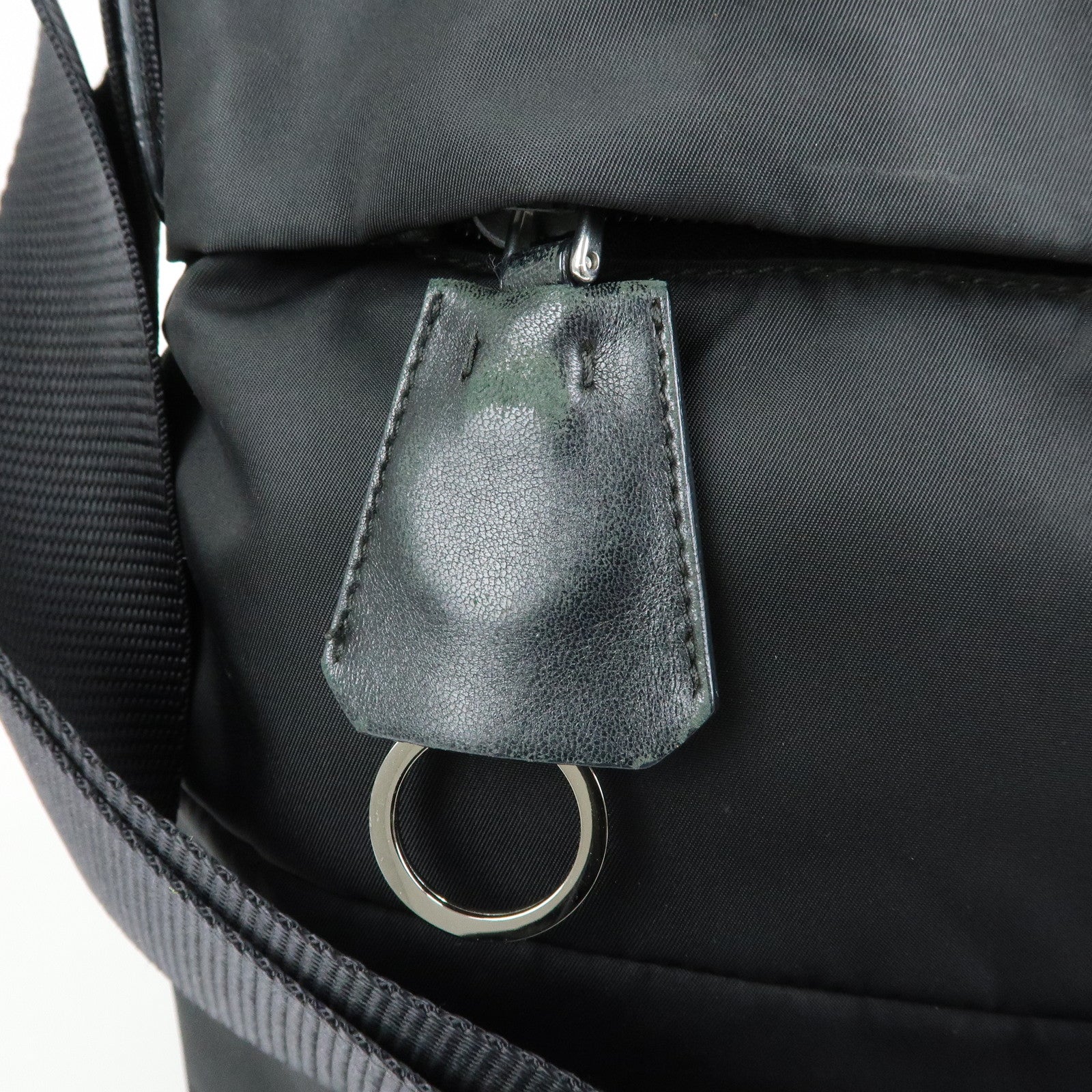 PRADA Triangle Logo Nylon Leather Shoulder Bag Crossbody Bag Black