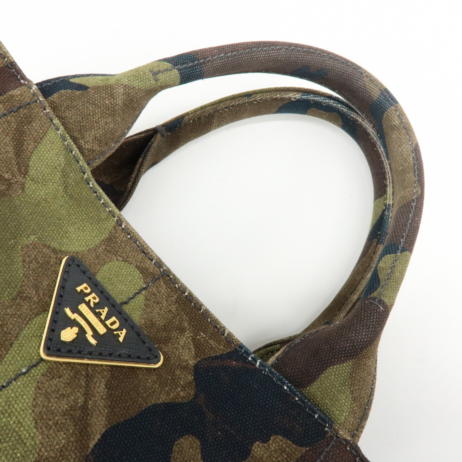 PRADA Triangle Logo Canapa Mini Canvas 2Way Bag Camouflage 1BG439