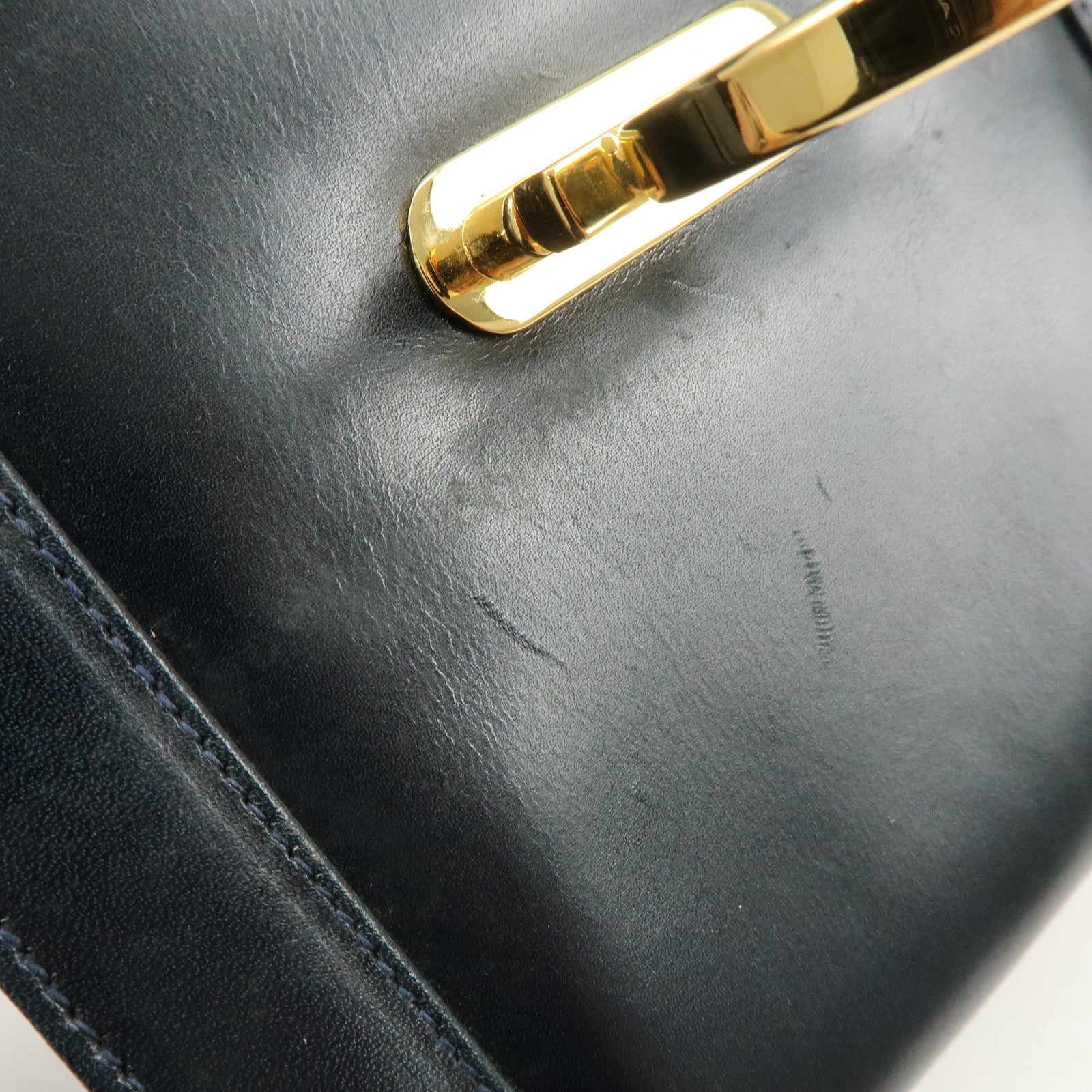 Ferragamo Gancini Leather Shoulder Bag Crossbody Bag Navy