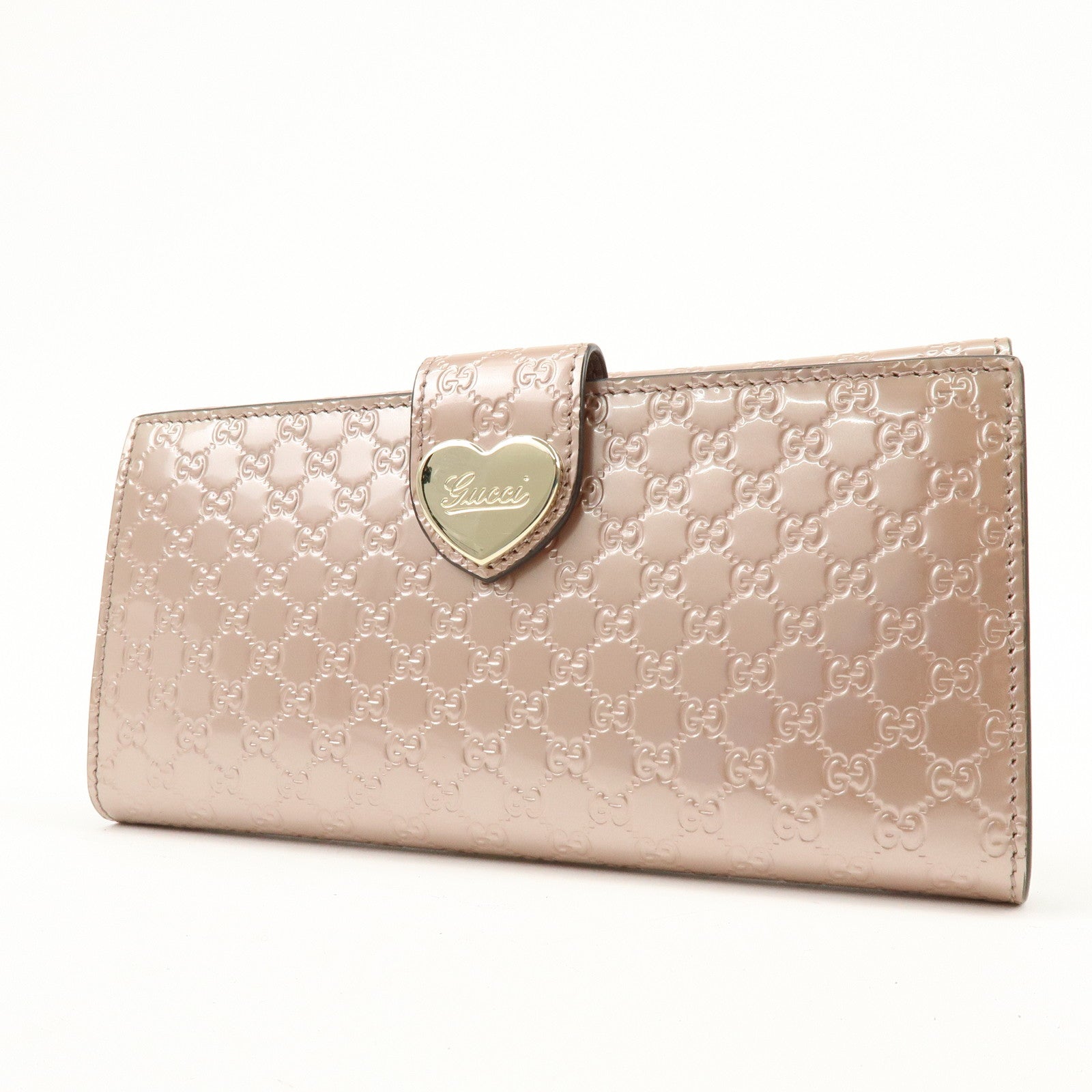 GUCCI Lovely Heart Microguccissima Bi-fold Long Wallet Pink 203550
