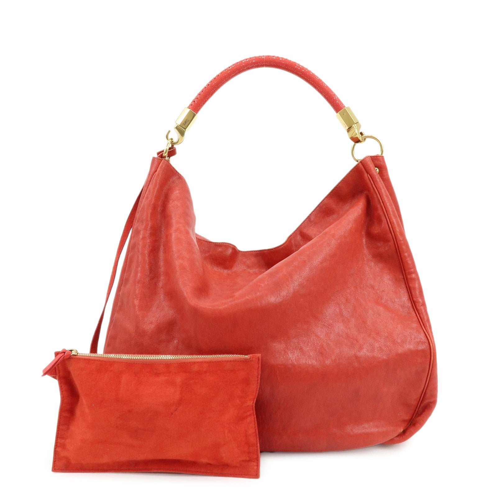 Saint Laurent Paris Roadie Leather Shoulder Bag Red 228840