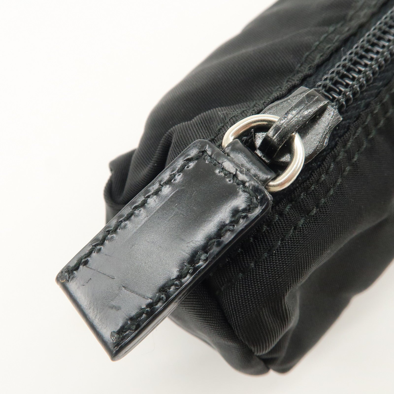 PRADA Set of 2 Nylon Leather Cosmetic Pouch Orange Black 1N0175 Used