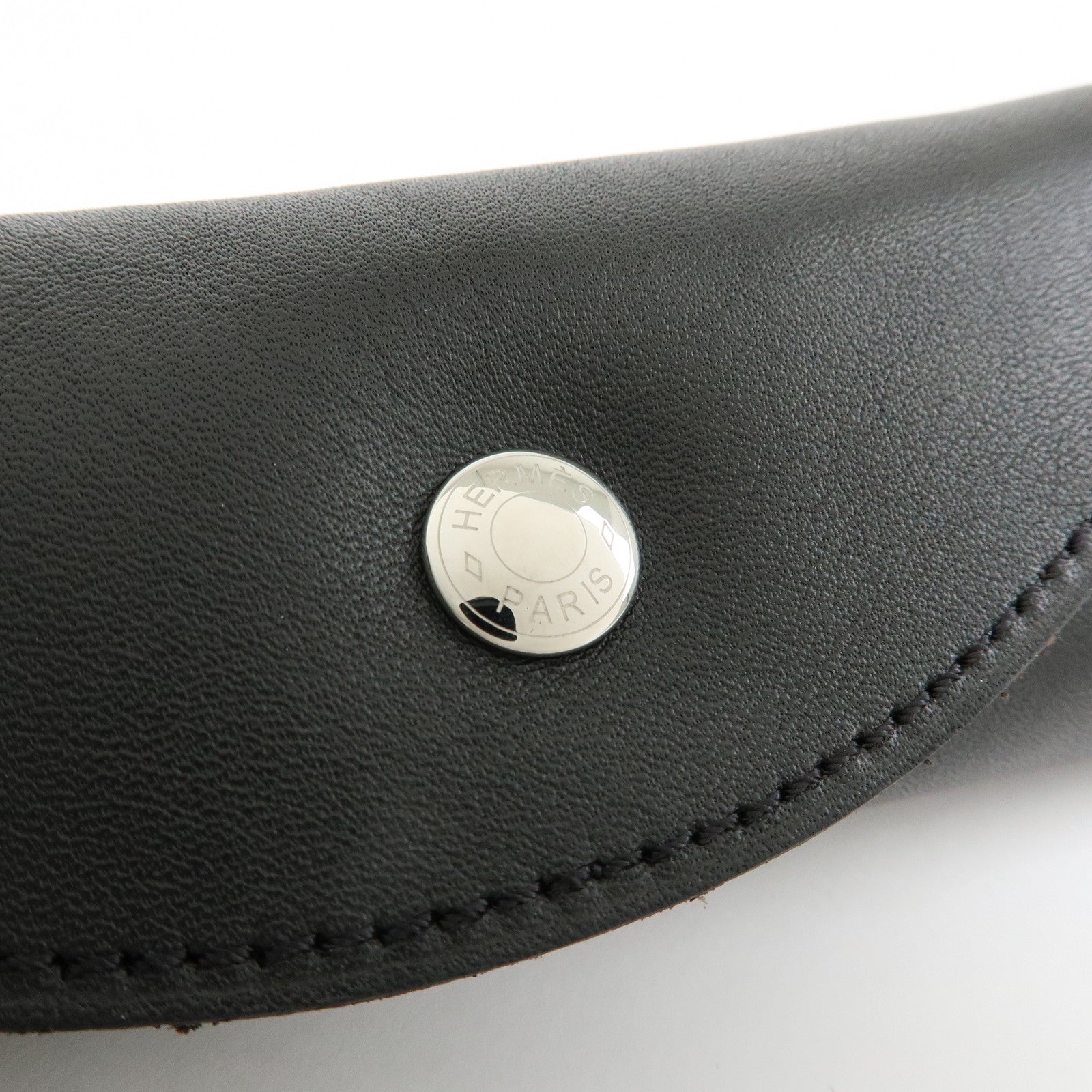 HERMES Leather Fur Shoes Polishing Glove Black