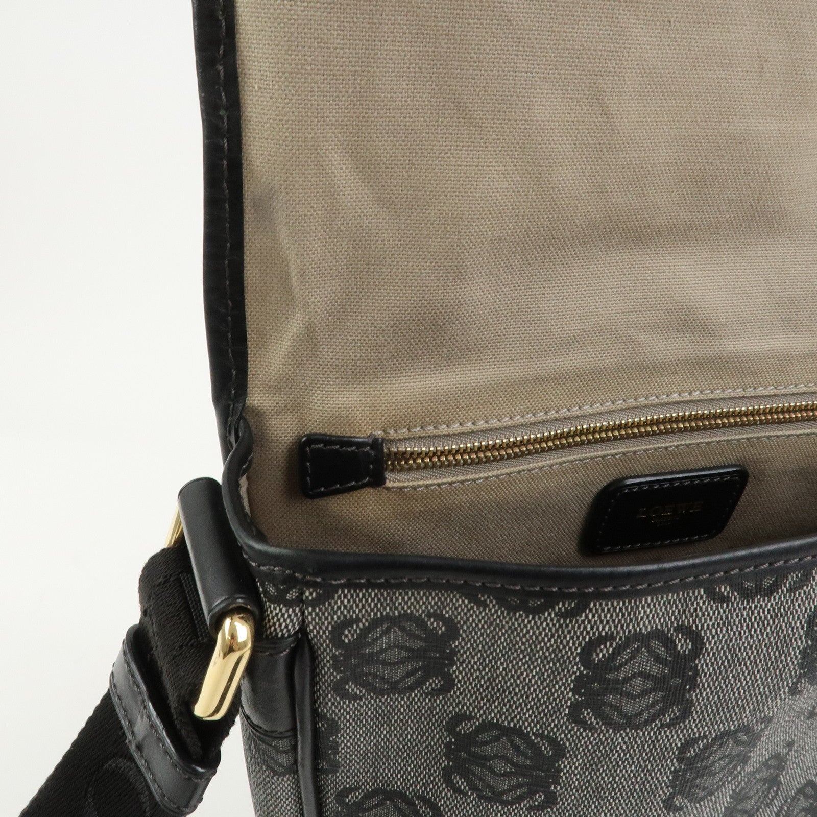 LOEWE Repeat Anagram PVC Leather Shoulder Bag Crossbody Bag Black