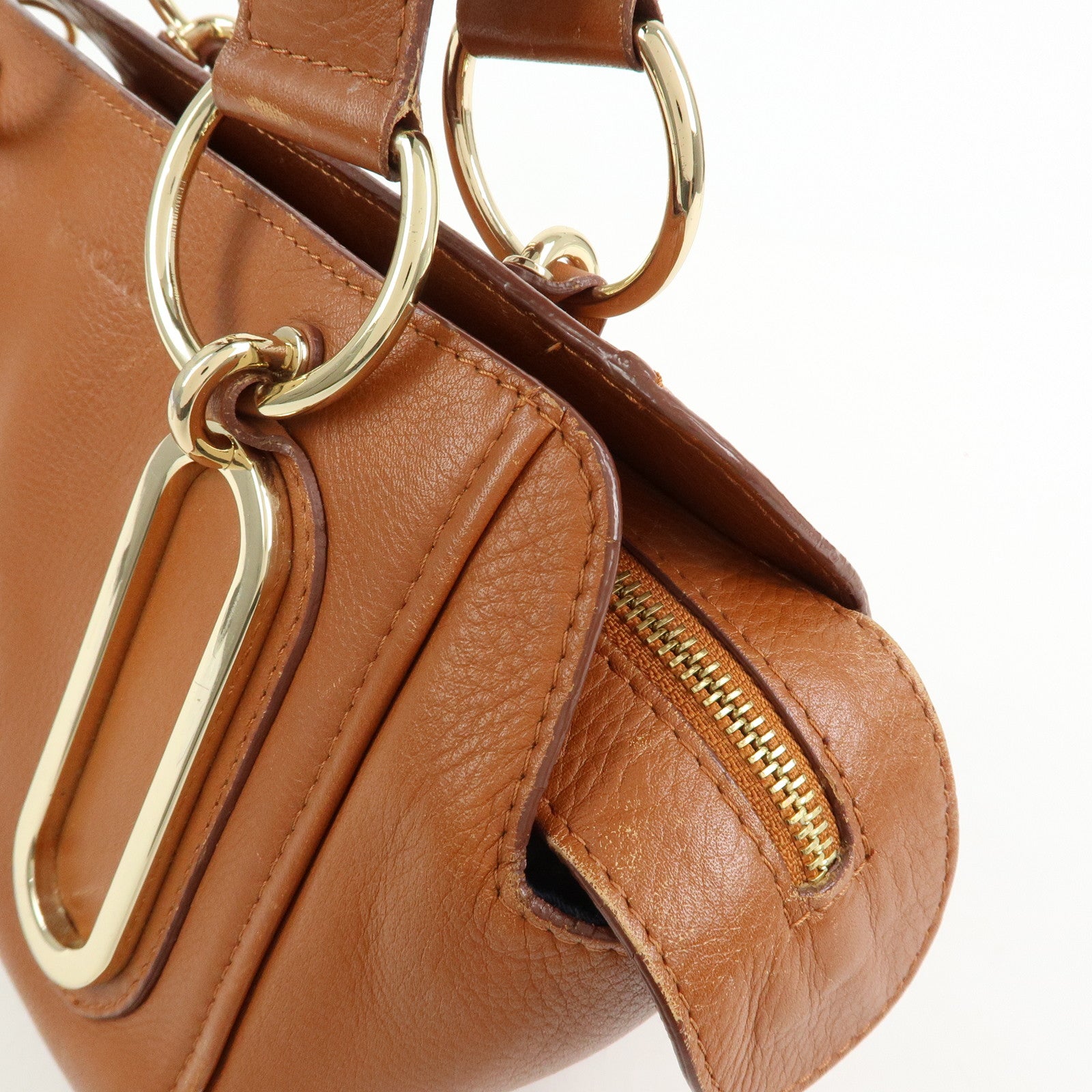 Chloe See by Chloe Page Leather 2Way Bag Hand Bag Brown