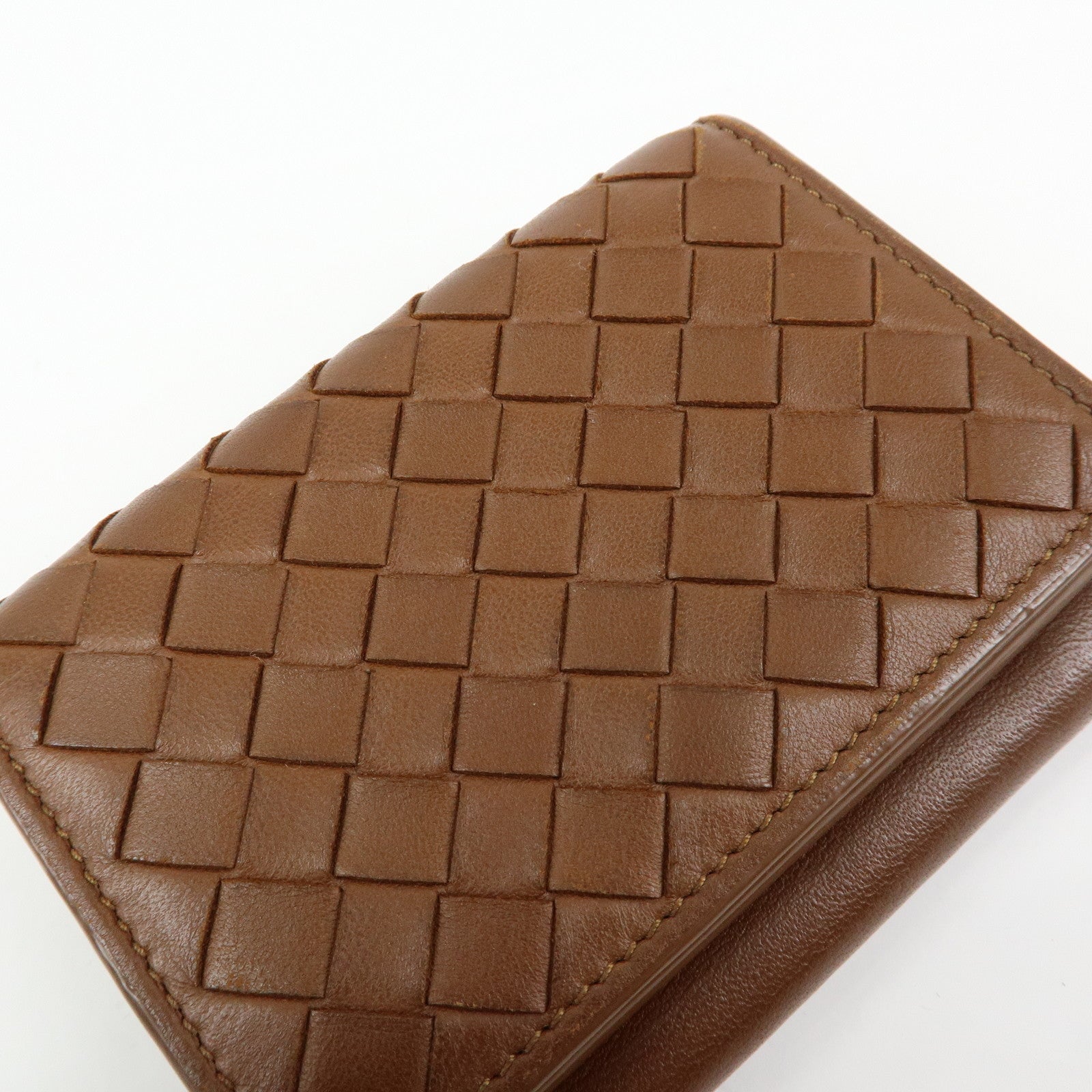 Bottega Veneta Lamb Skin Bi-fold Comact Wallet Brown 550306