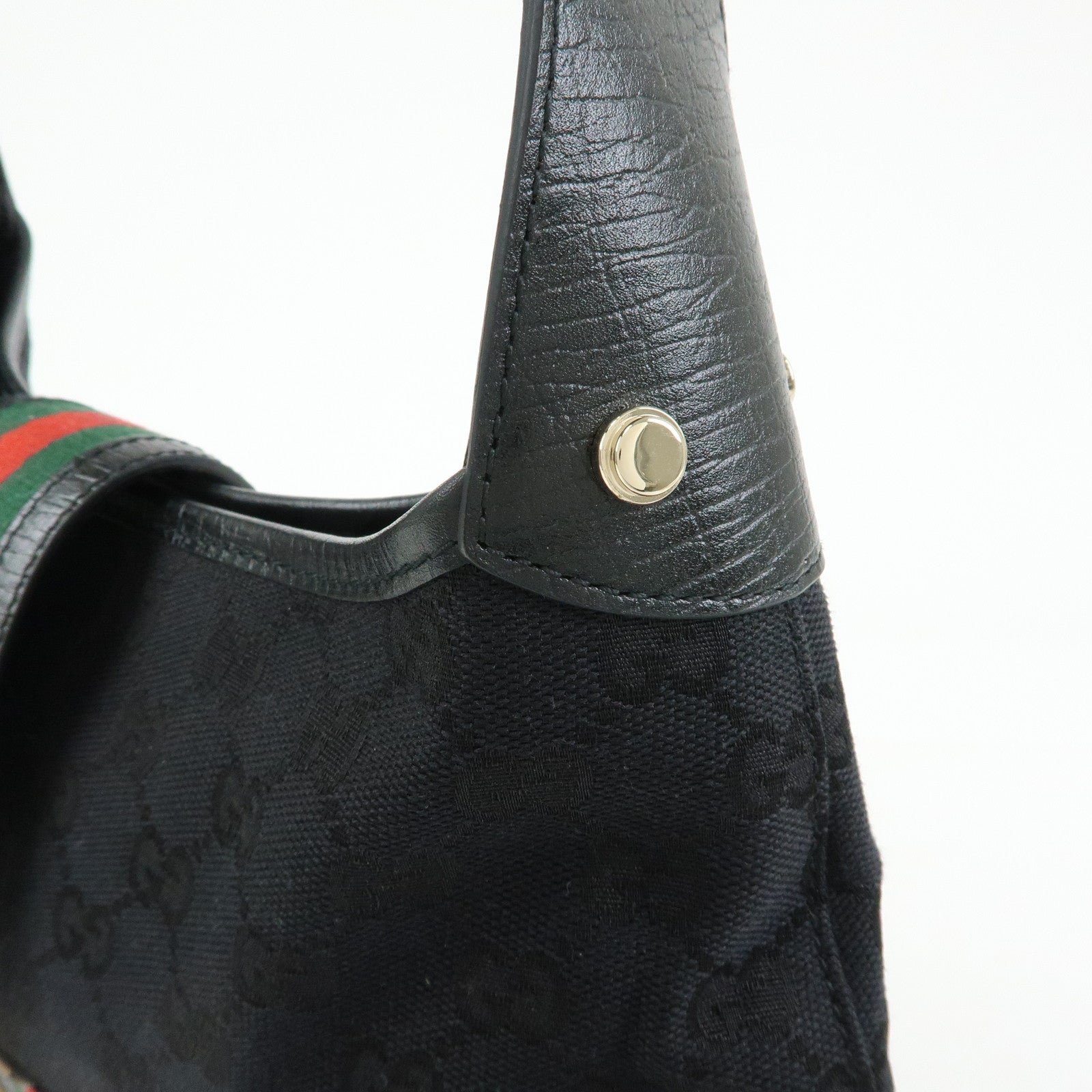 GUCCI Sherry GG Canvas Leather Shoulder Bag Hand Bag Black 130779