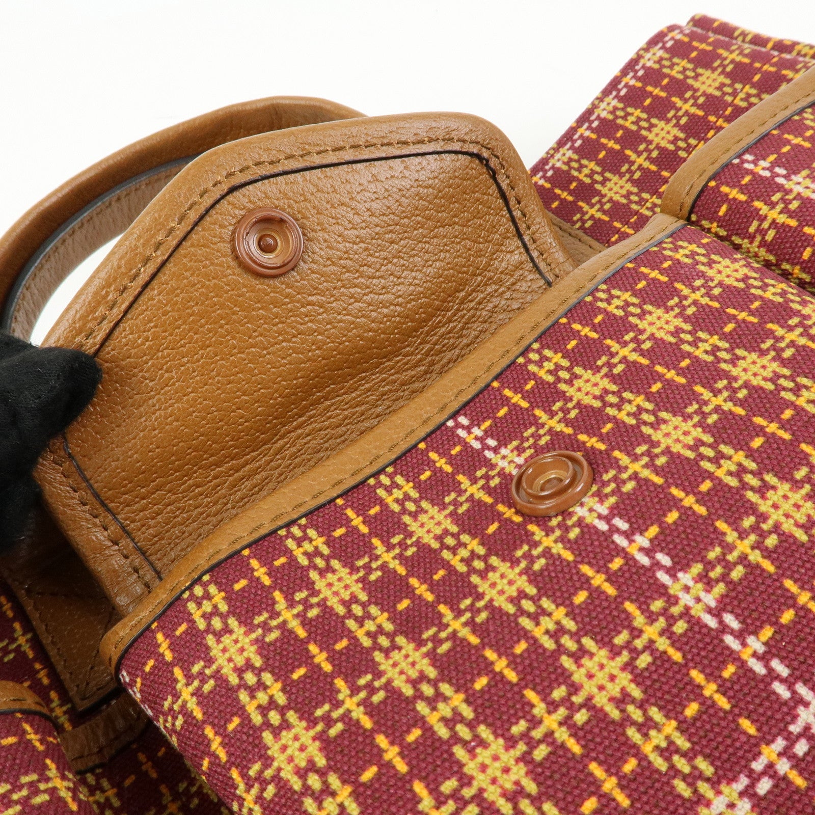 GUCCI Children’s Canvas Leather Tote Bag Bordeaux Brown 628150