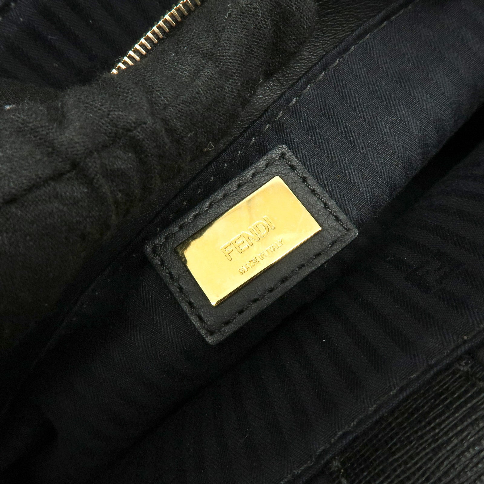 FENDI Petit 2Jours Leather 2Way Bag Hand Bag Shoulder Bag Black