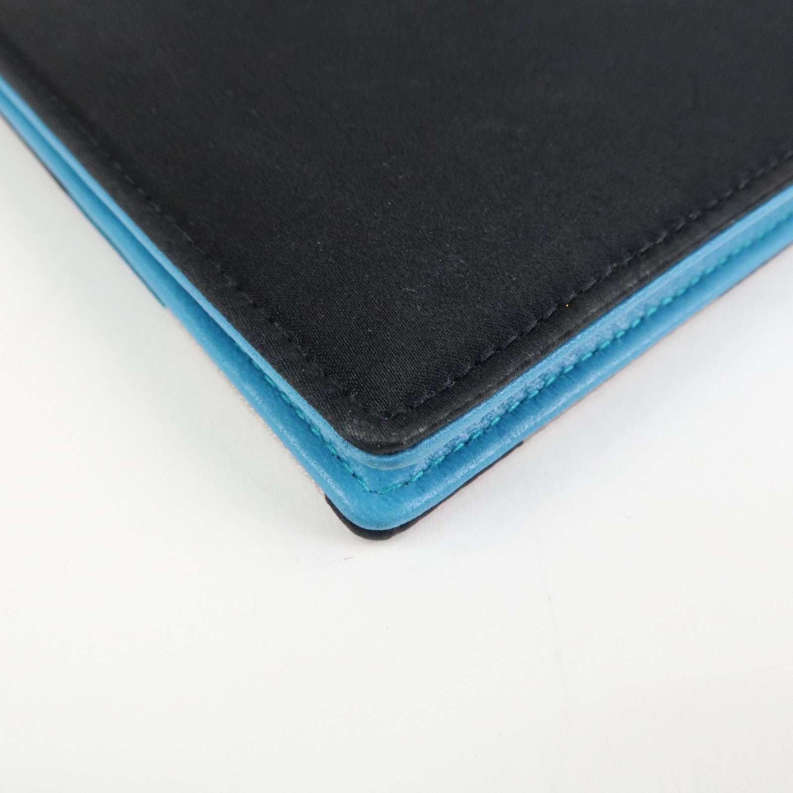 CHANEL Canvas Leather Chain Passport Case Black Multicolor