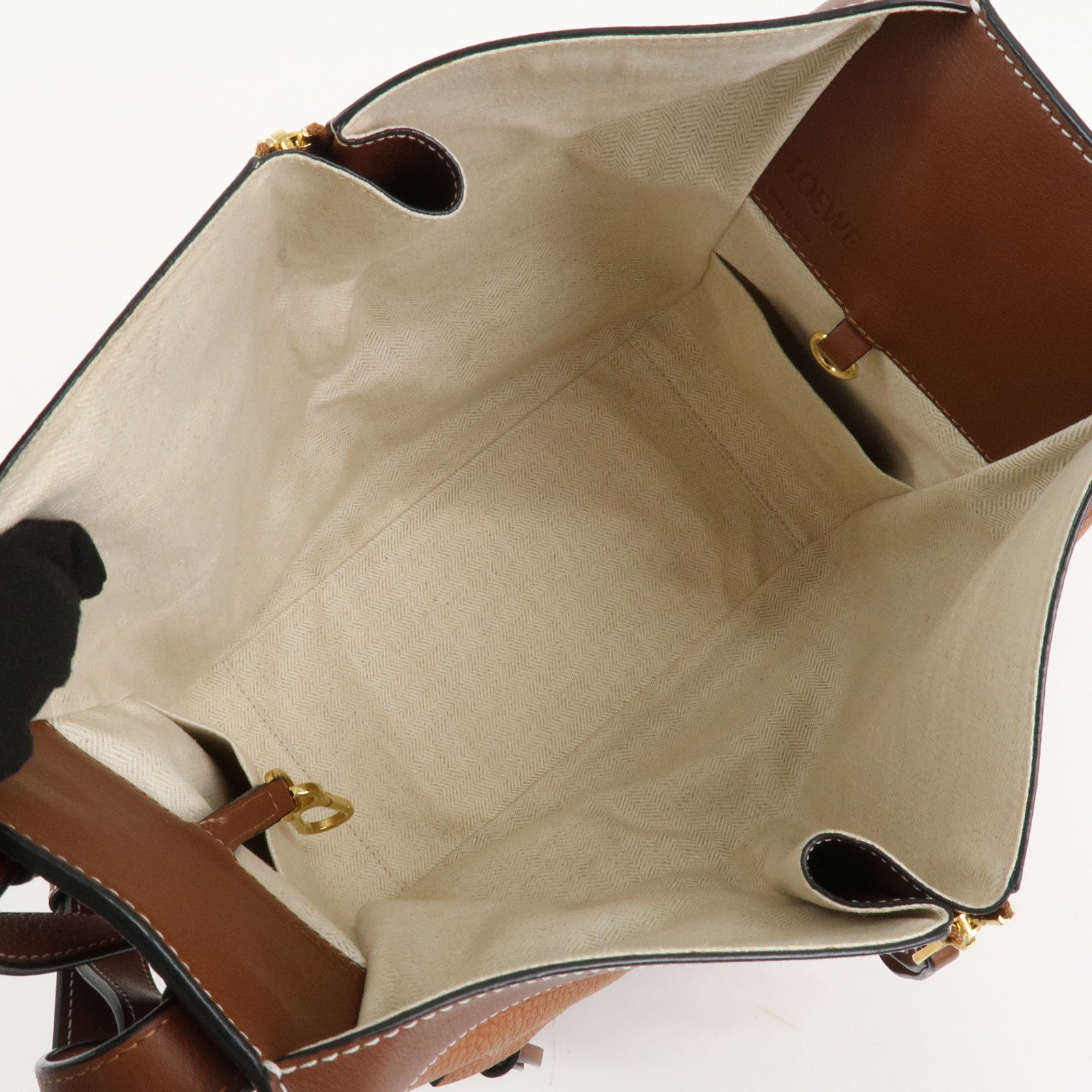 LOEWE Anagram Leather Hammock Small Shoulder Bag Brown Used