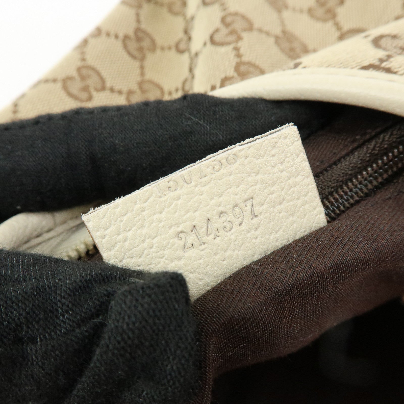 GUCCI Abbey GG Canvas Leather Shoulder Bag Beige White 130738