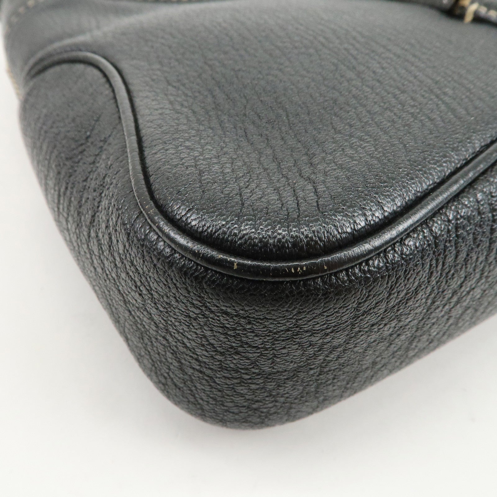 Ferragamo Logo Leather Shoulder Bag Hand Bag Black