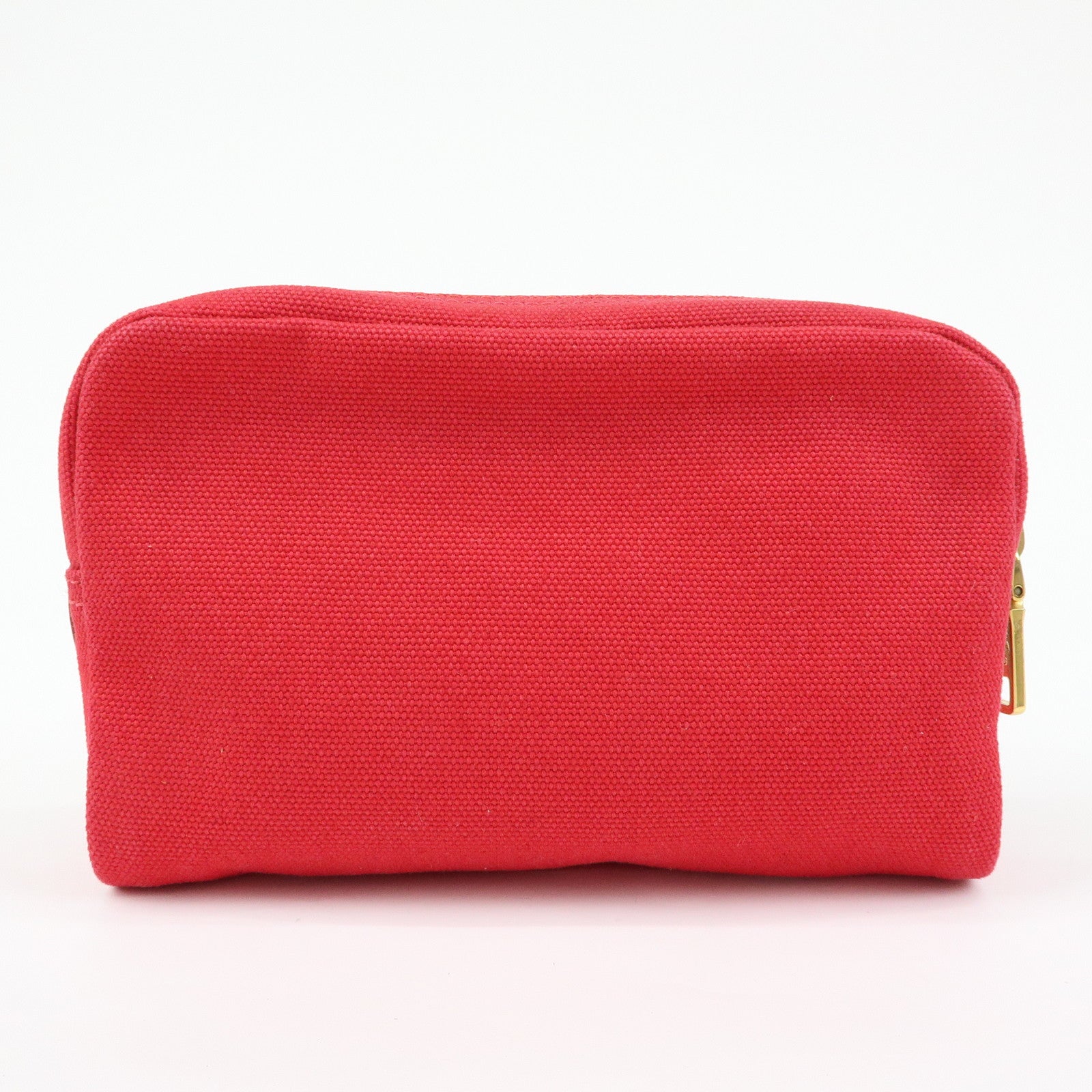 PRADA Triangle Logo Canvas Saffiano Leather Pouch Red 1N0021