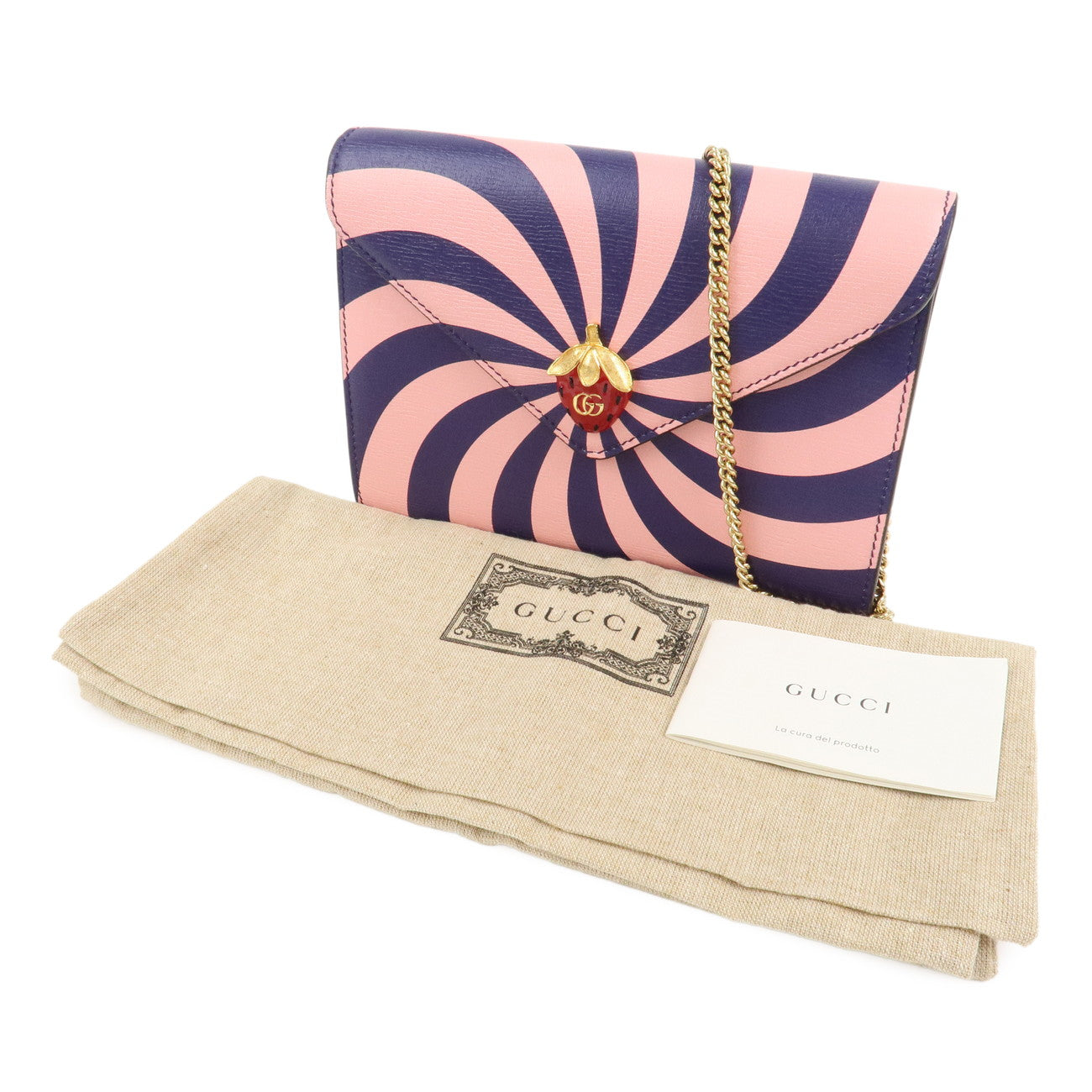GUCCI GG Marmont Leather Chain Shoulder Bag Purple Pink 726249