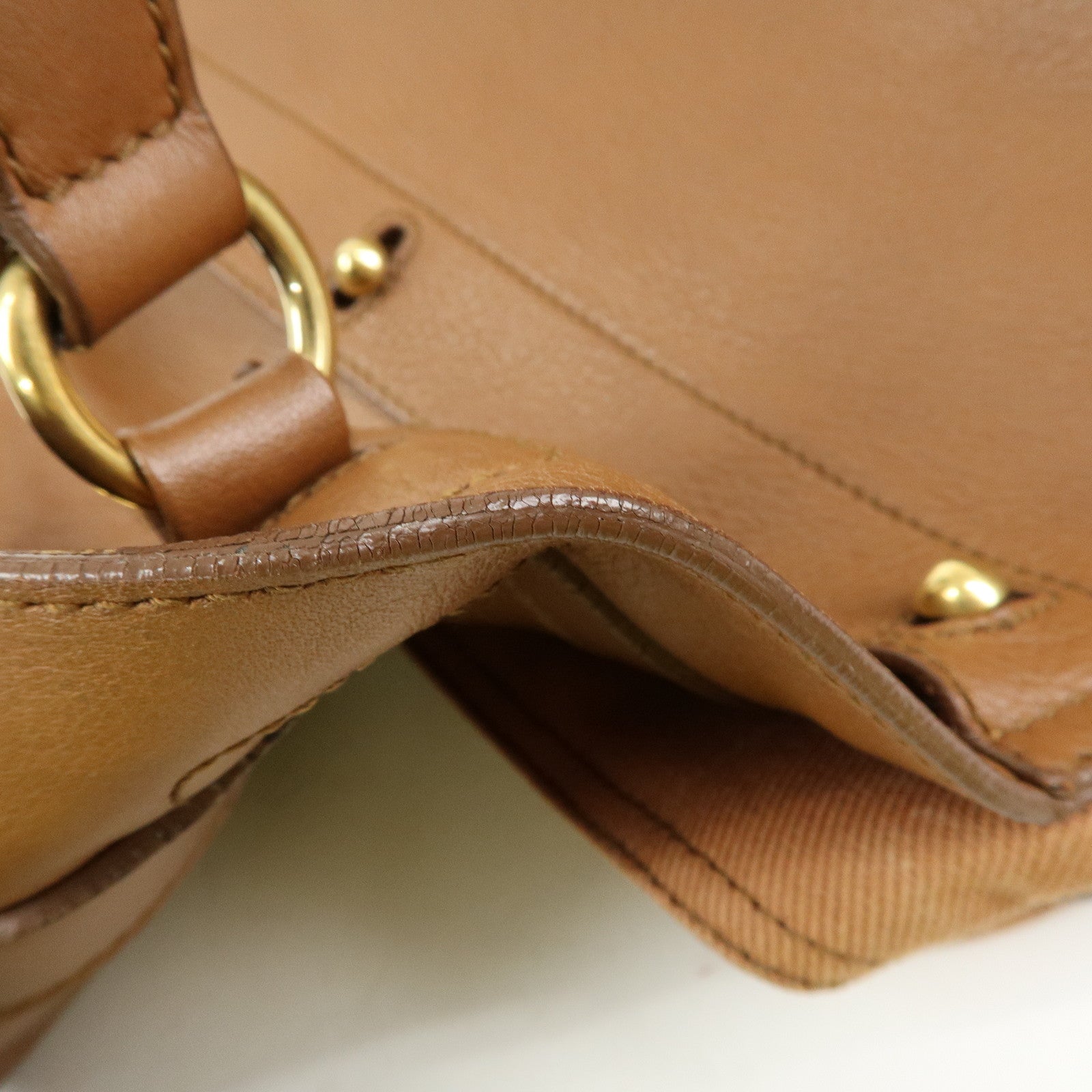 SAINT LAURENT PARIS Muse Two Leather Canvas Hand Bag Brown 229680
