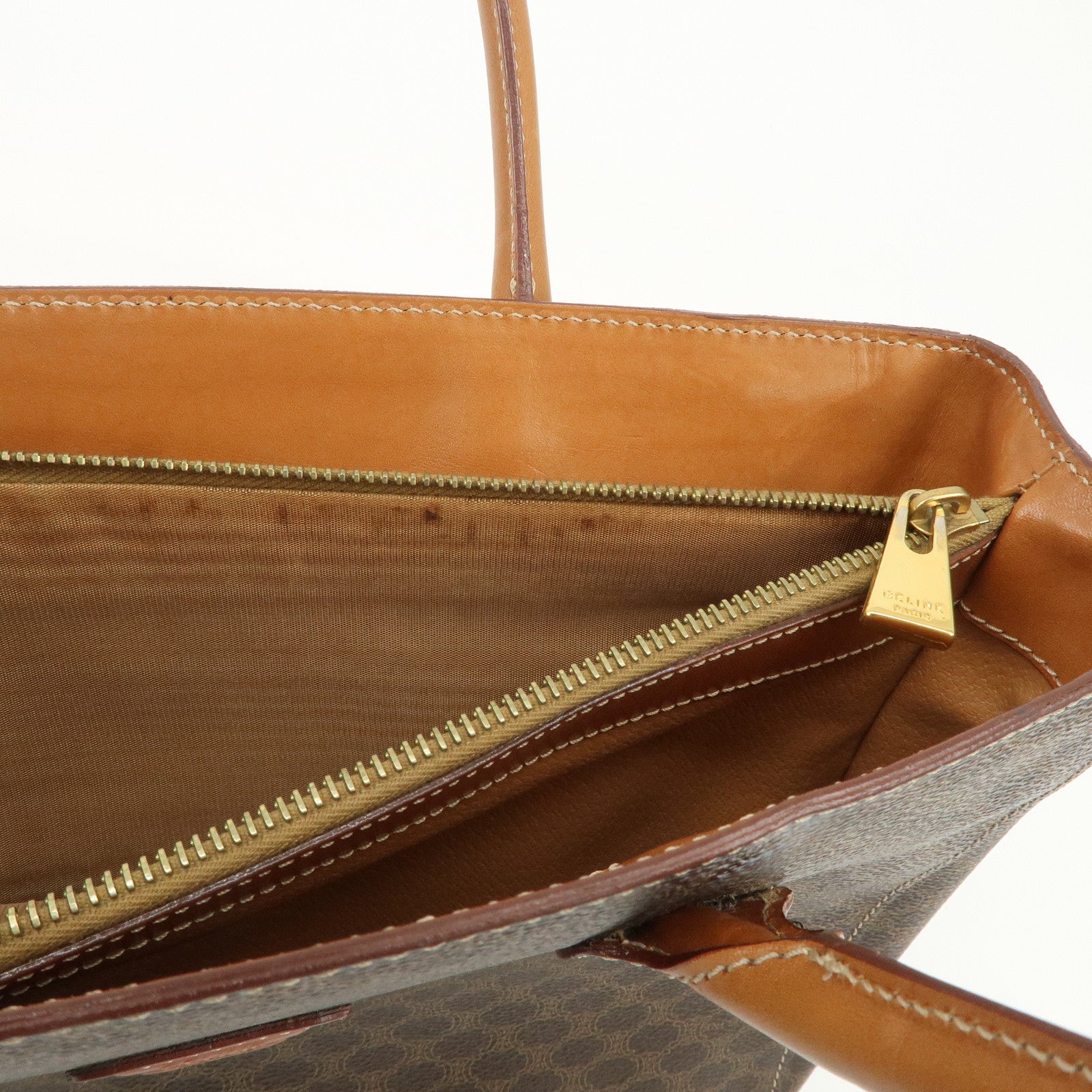 CELINE Macadam PVC Leather Tote Bag Hand Bag Brown