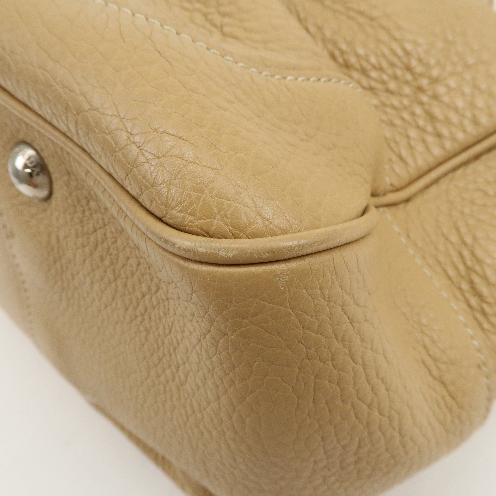 PRADA Logo Leather 2Way Bag Hand Bag Shoulder Bag Beige BN1364