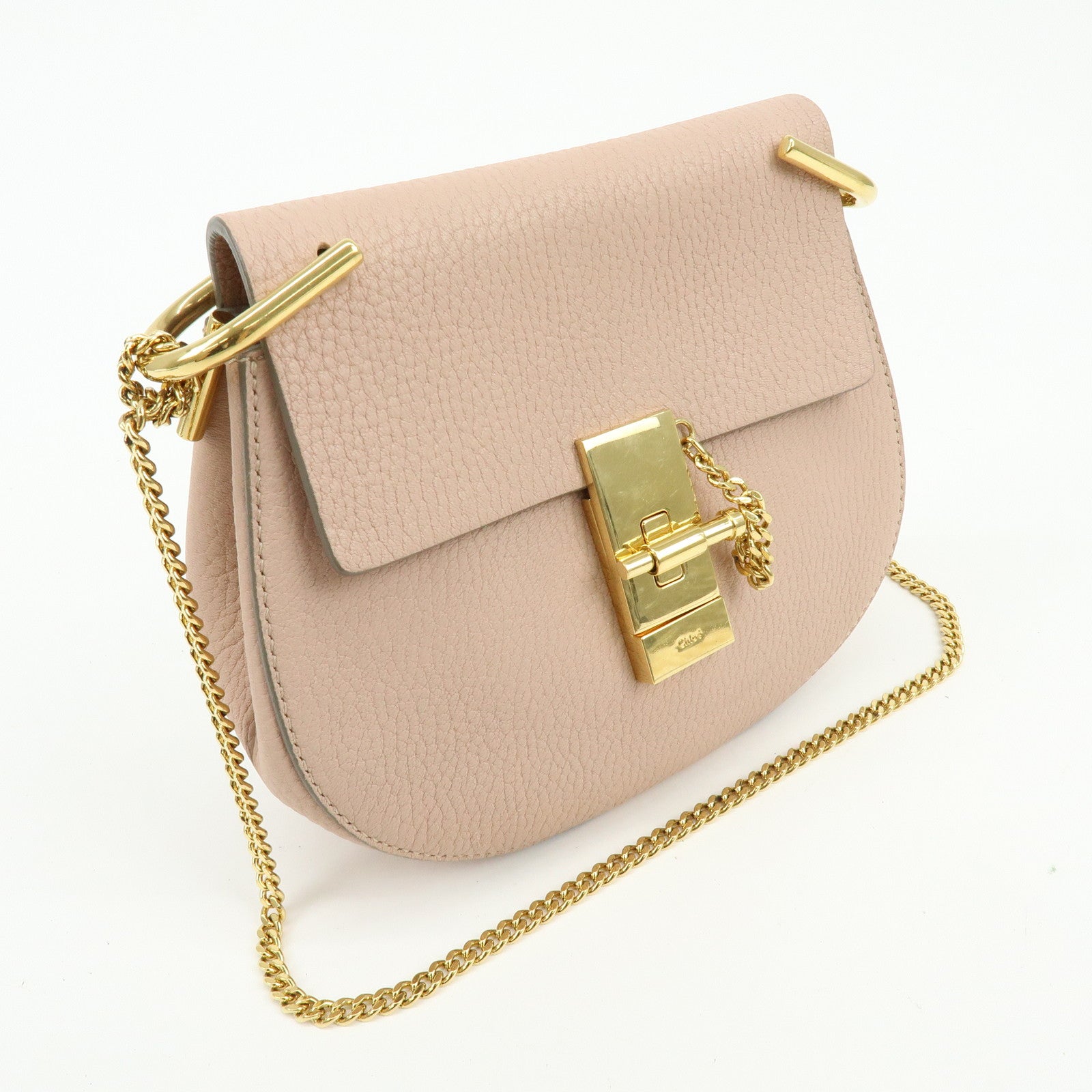 Chloe Drew Calf Leather Shoulder Bag Crossbody Bag Light Pink