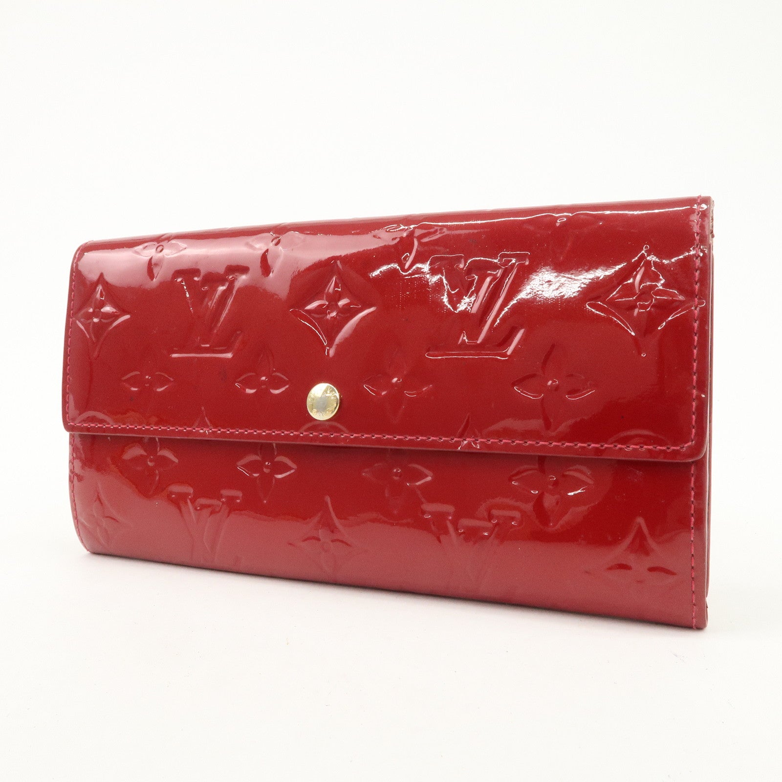 Louis Vuitton Monogram Vernis Set of 2 Long Wallet Red Pink Used