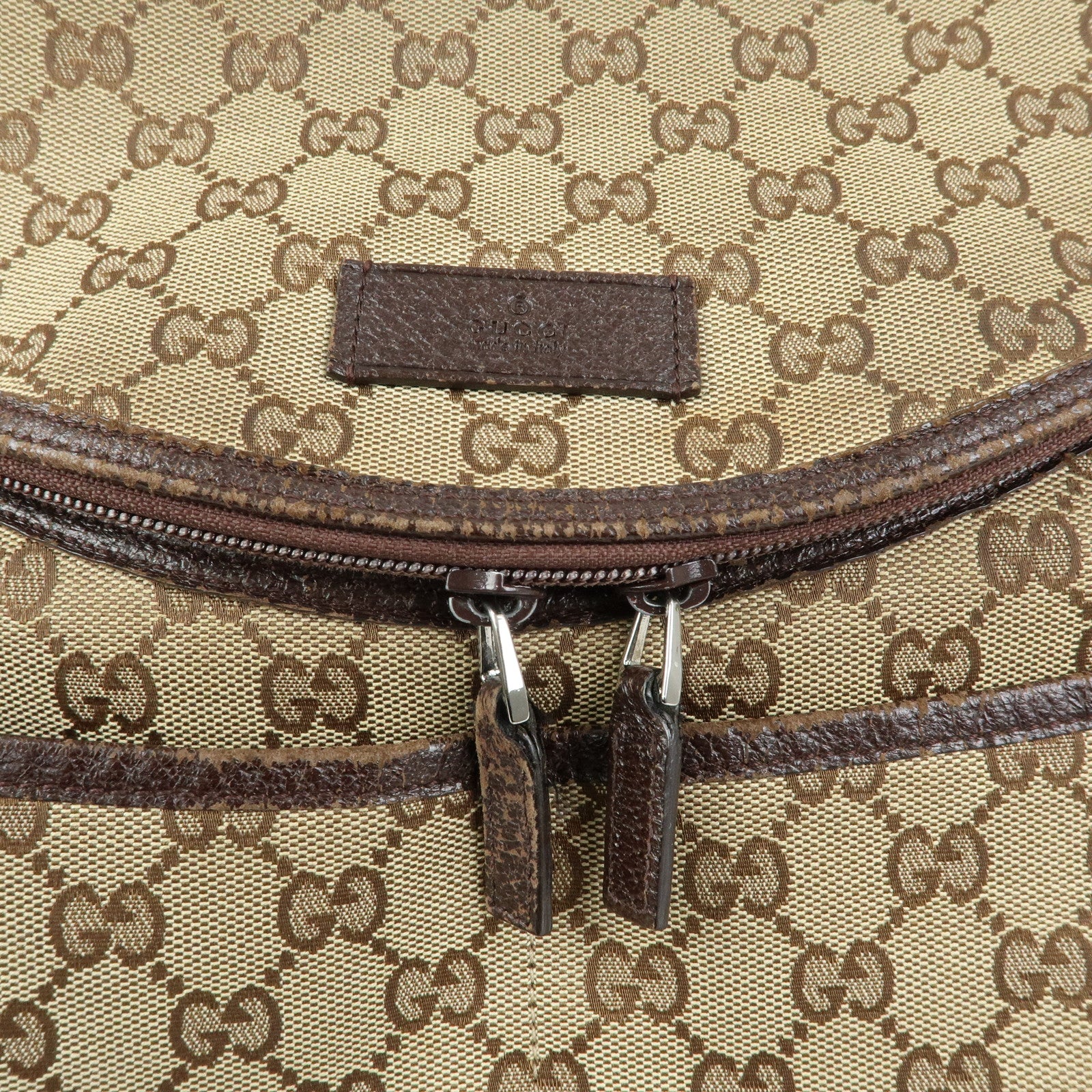 GUCCI GG Canvas Leather Shoulder Crossbody Bag Beige Brown 123326