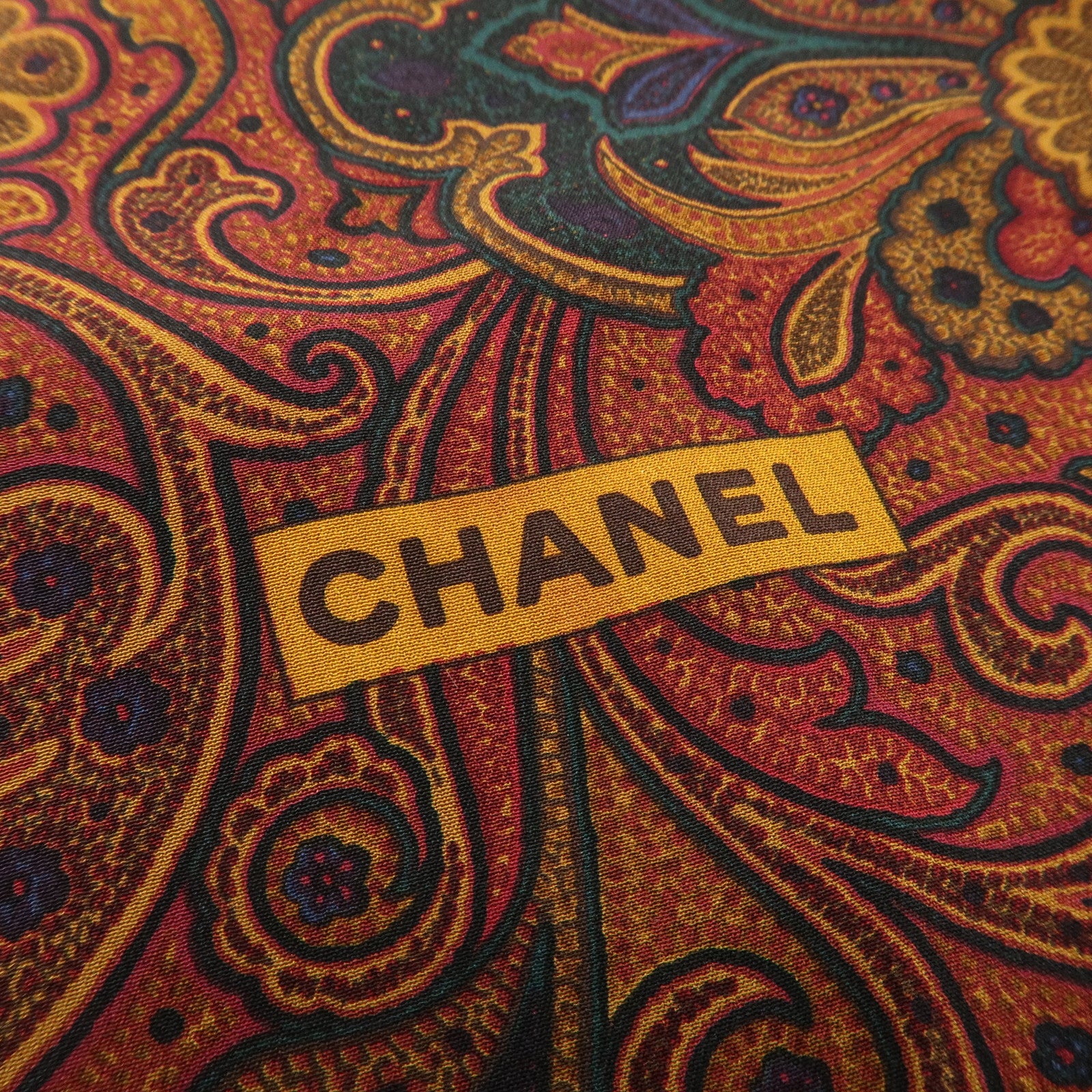 CHANEL COCO Mark Silk 100% Scarf Paisley Multicolor