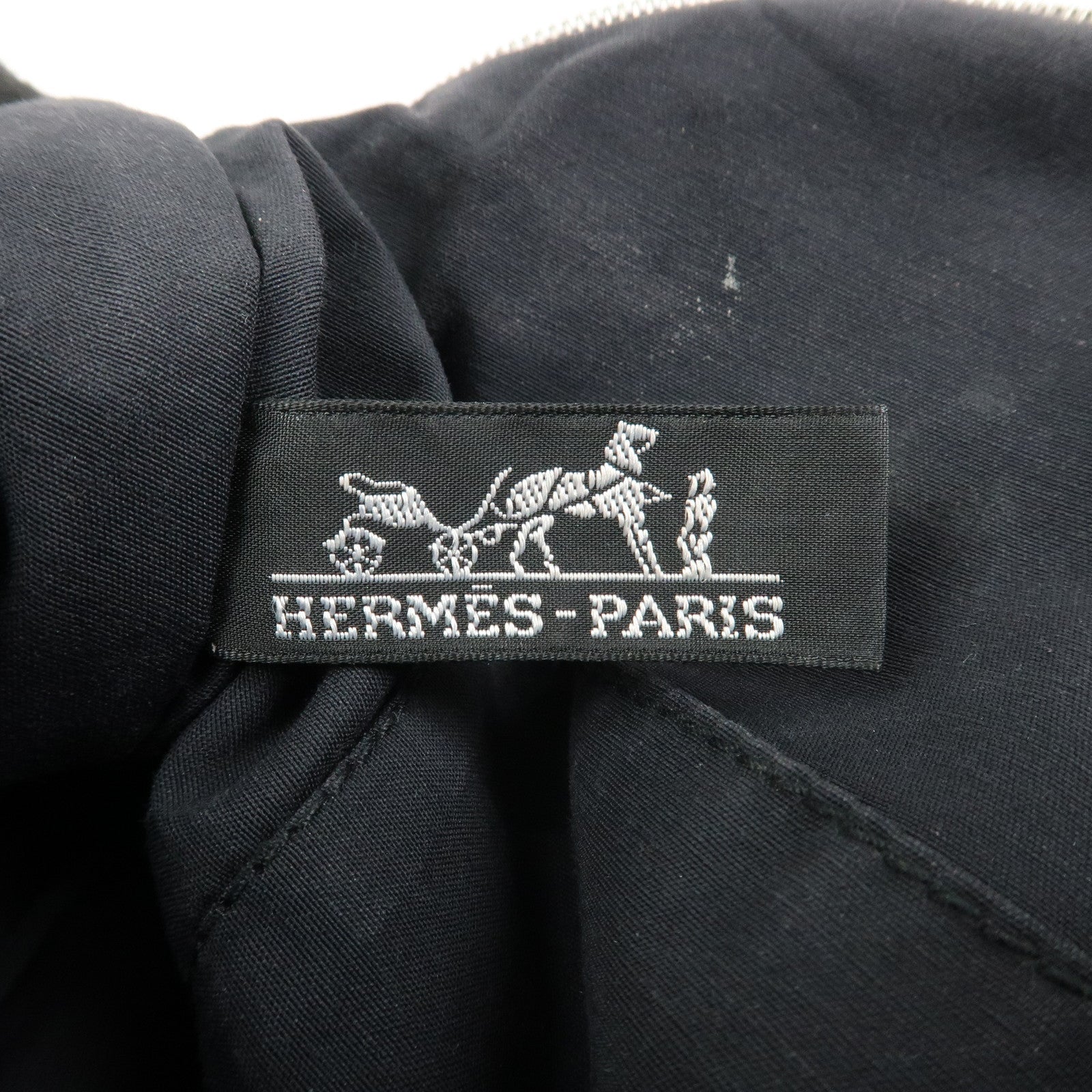 HERMES Canvas Leather Bolide Pouch MM Cosmetic Pouch Black