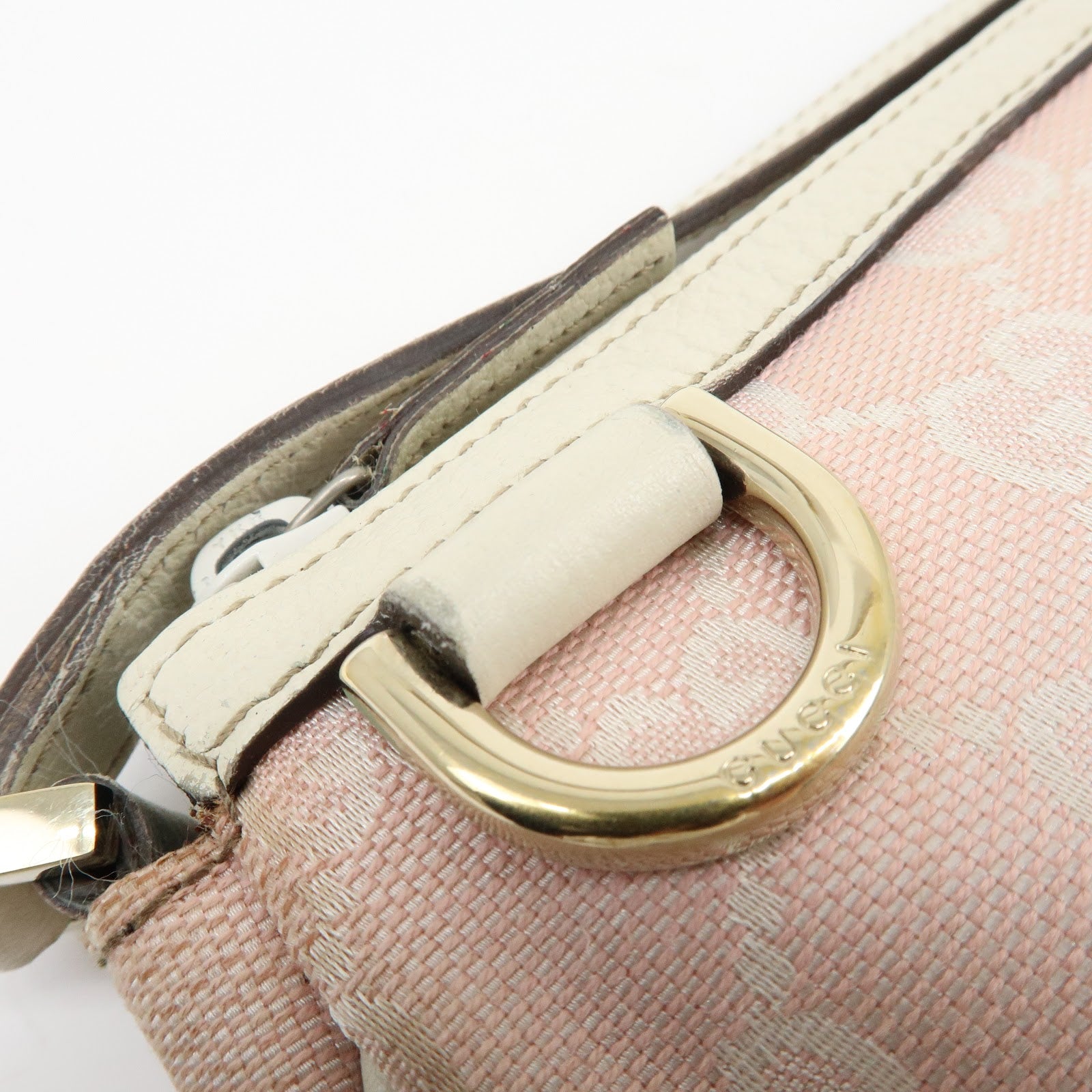 Gucci Abbey GG Canvas Leather Accessory Pouch Hand Bag Pink 145750