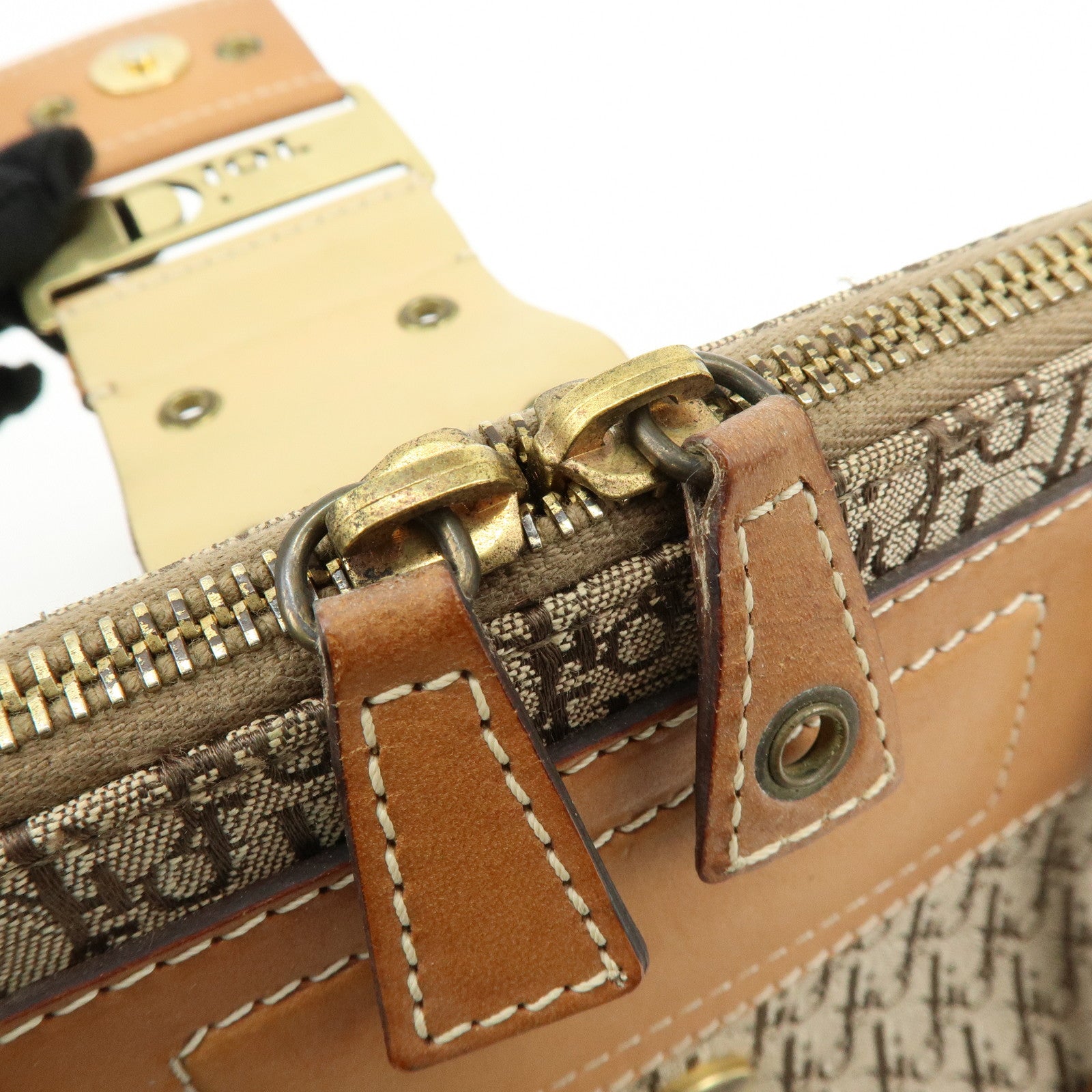 Christian Dior Trotter Street Chic Jacquard Canvas Leather Hand Bag