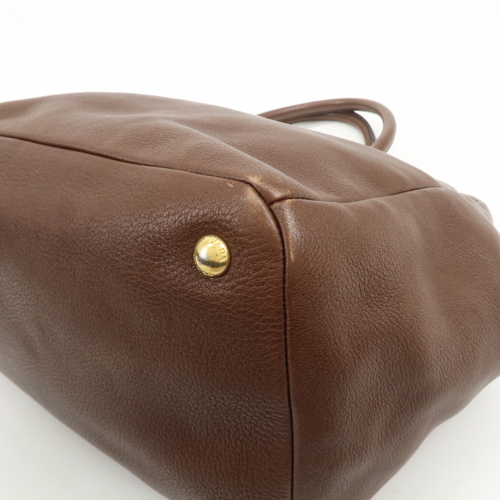 PRADA Vitello Daino Leather 2Way Shoulder Bag Tote Bag Brown BR4393