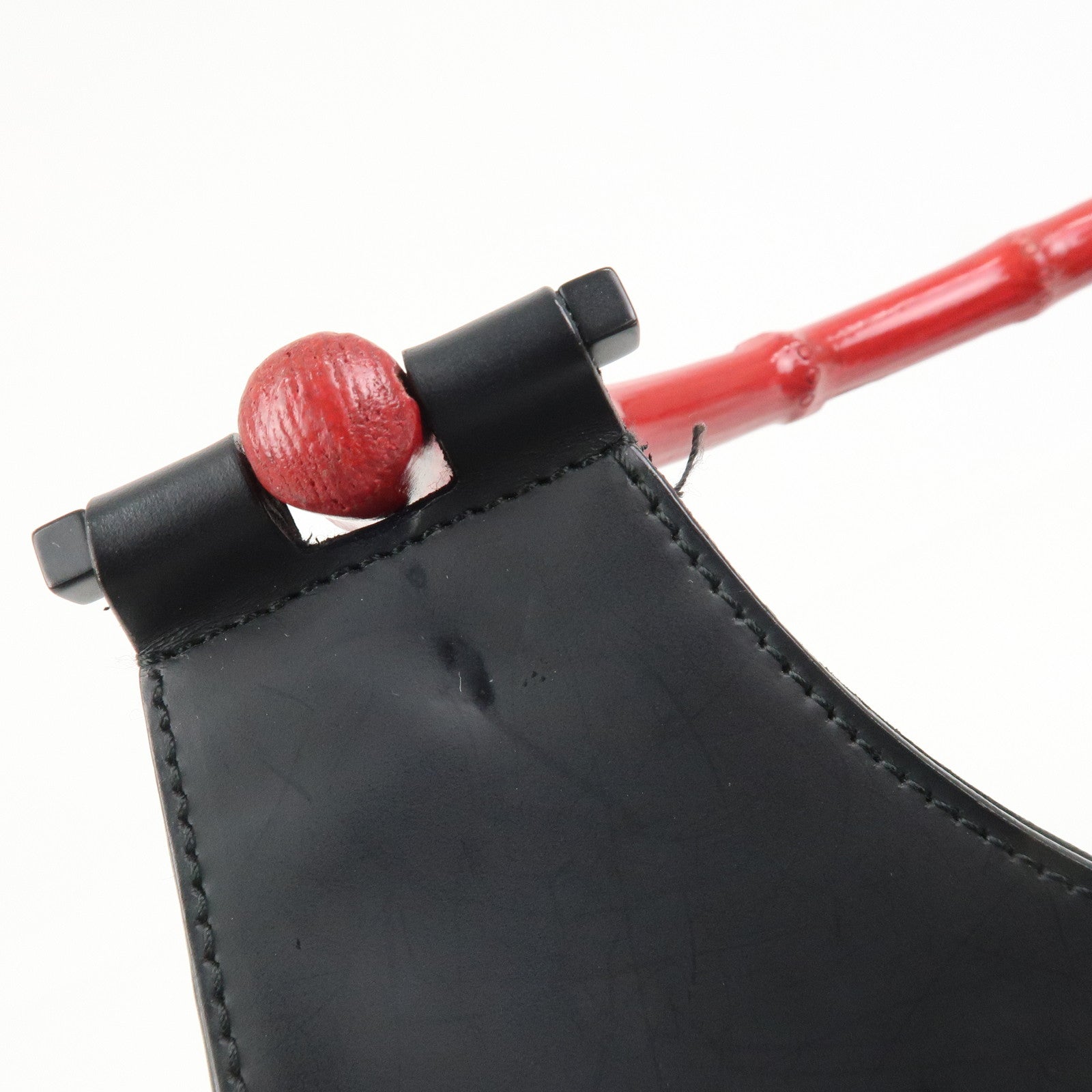 GUCCI Bamboo Handle Shoulder Bag Hand Bag Black Red 001.3739