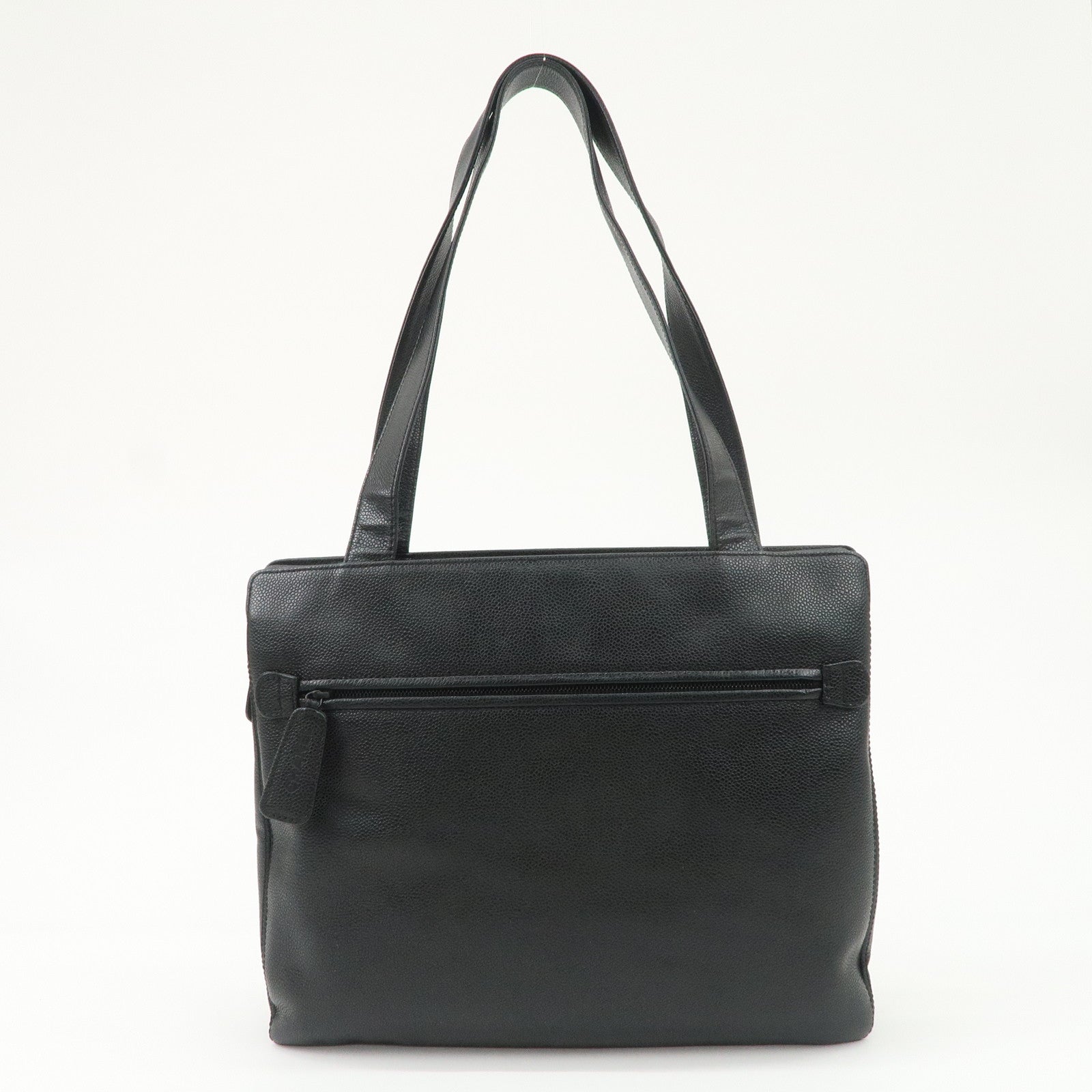 CHANEL COCO Mark Caviar Skin Tote Bag Hand Shoulder Bag Black Used