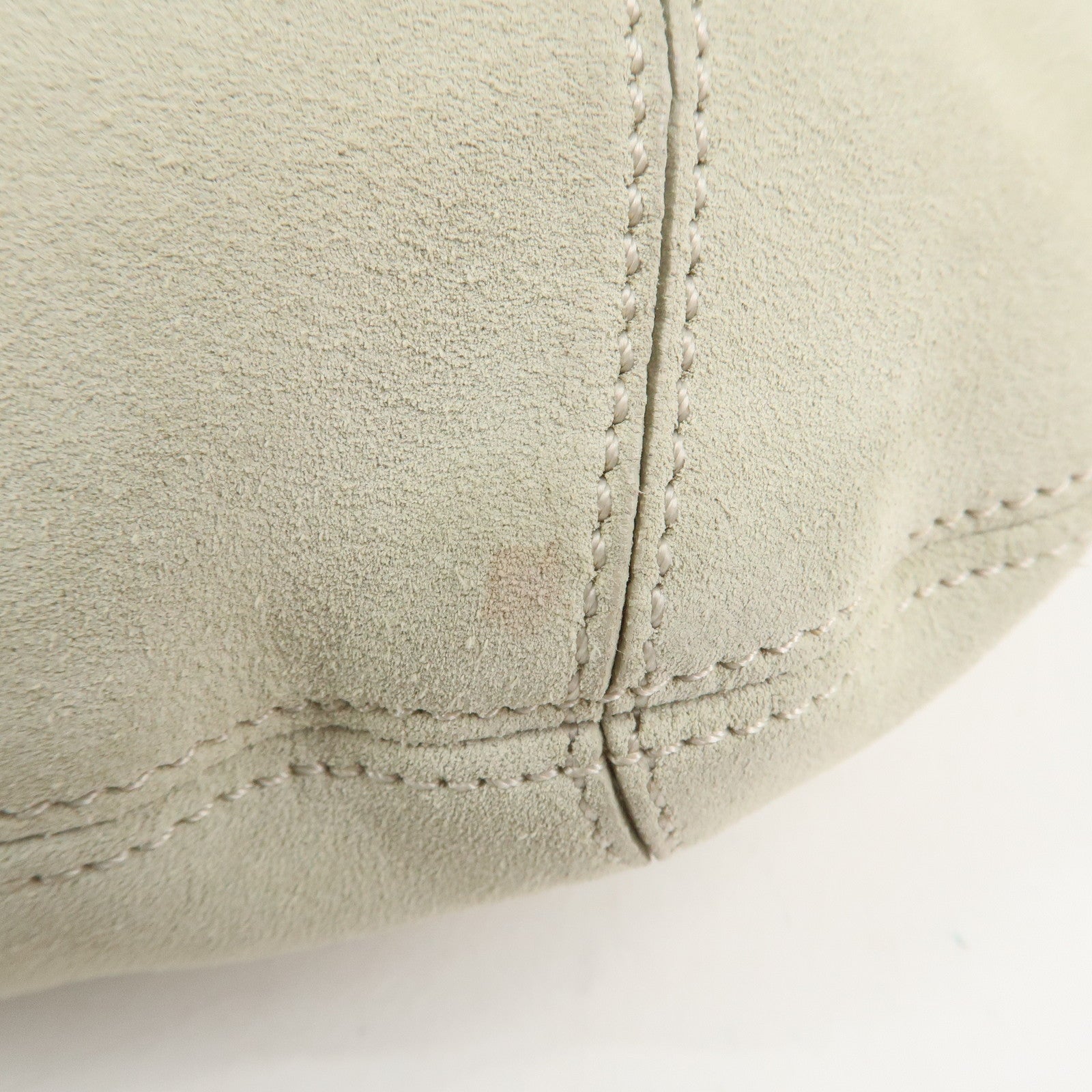 LOEWE Suede Chain Hand Bag Shoulder Bag Ivory Silver