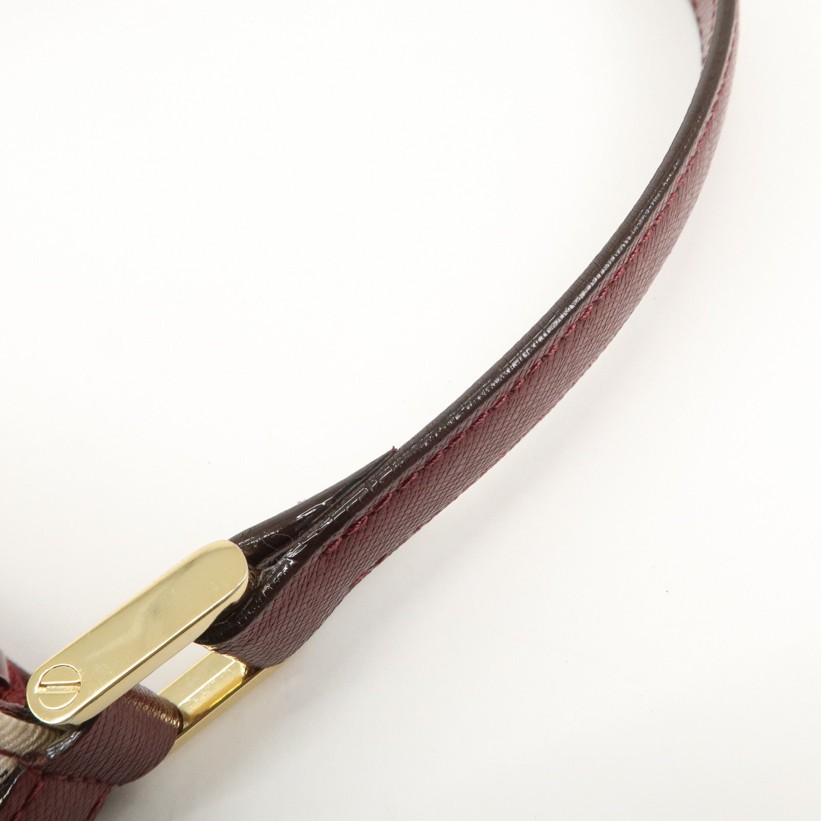 BURBERRY Leather Canvas Shoulder Bag Hand Bag Nova Plaid Bordeaux Used