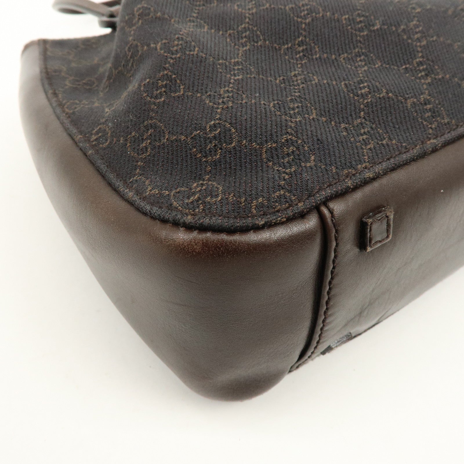 GUCCI GG Canvas Leather Shoulder Bag Tote Bag Brown 101919