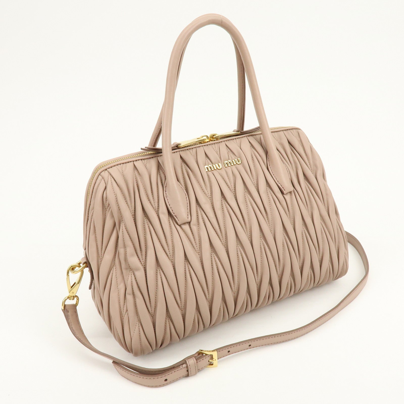 MIU MIU Matelasse Nappa Leather 2Way Hand Shoulder Bag Pink RLN059