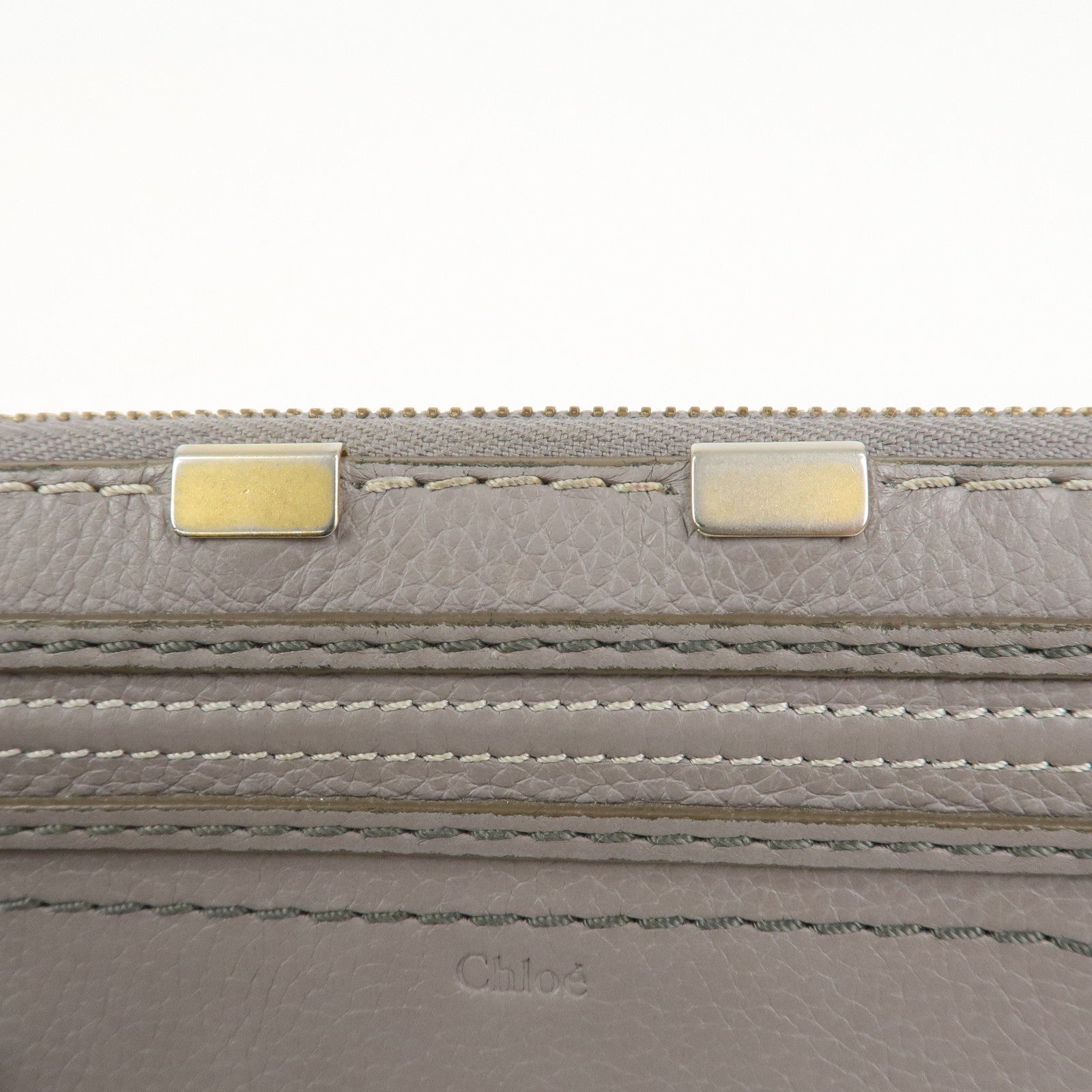 Chloe Marcie Leather Round Zippy Long Wallet Gray