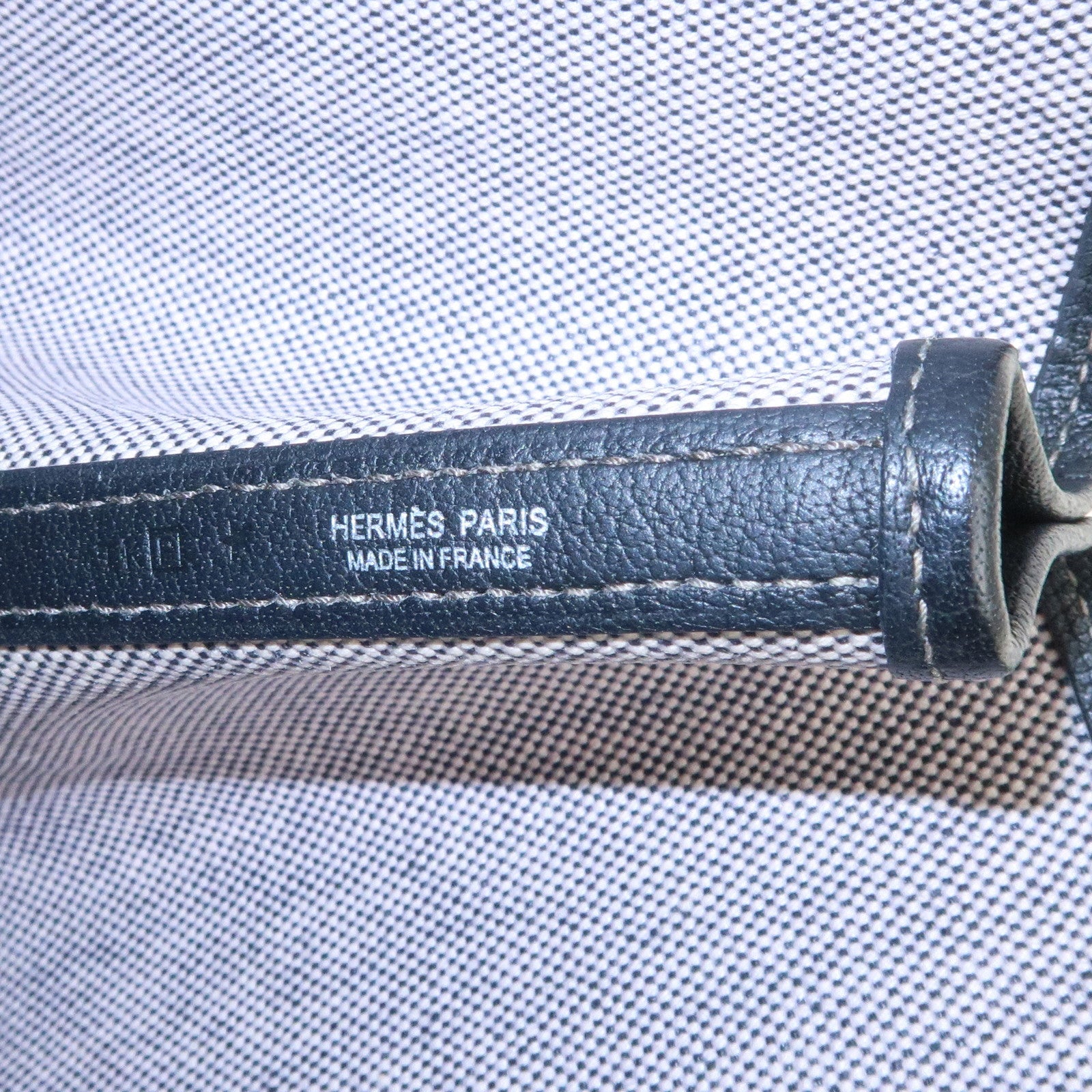 HERMES Leather Toile Garden Party PM P Stamped Tote Bag Natural