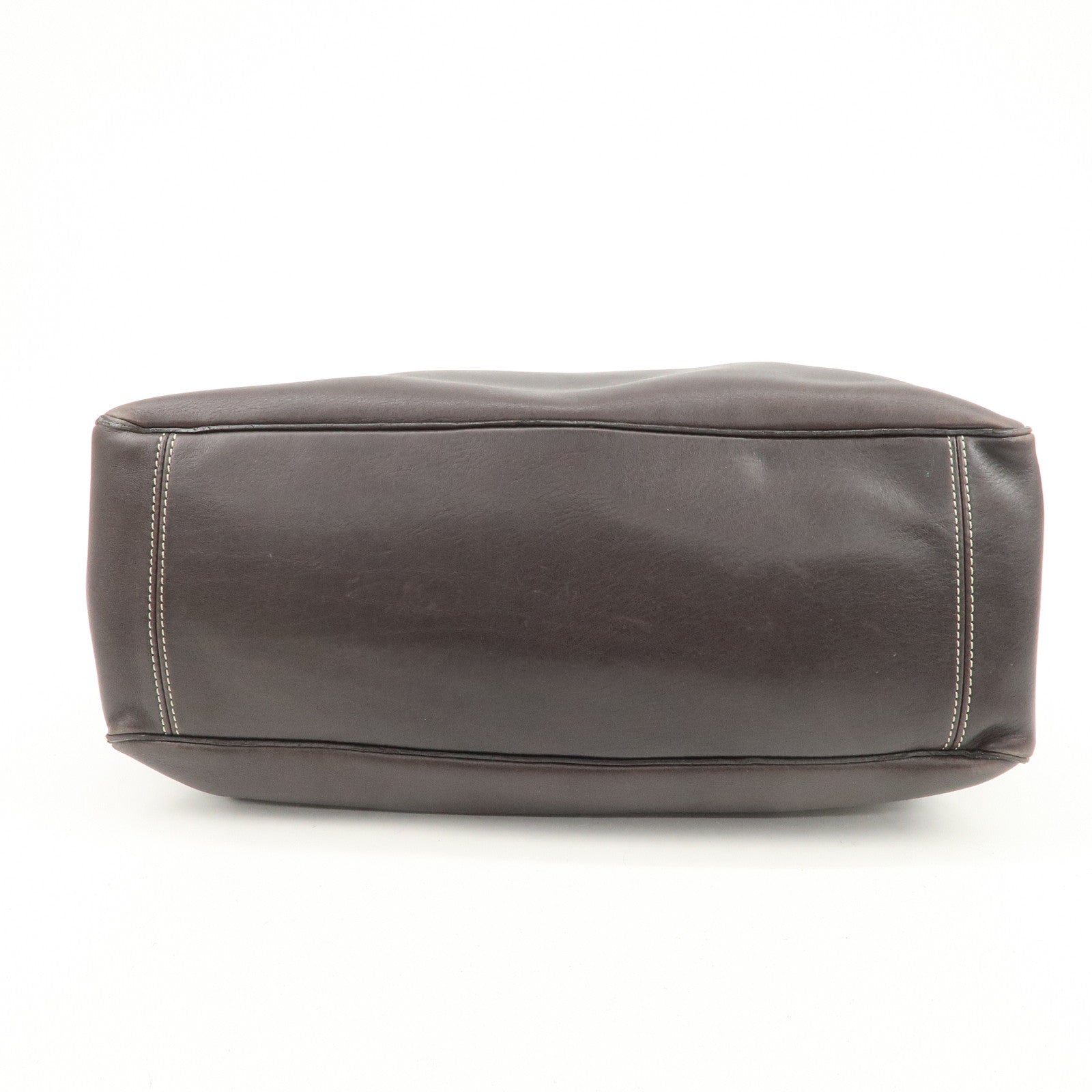 CELINE Macadam Logo Leather Tote Bag Hand Bag Dark Brown