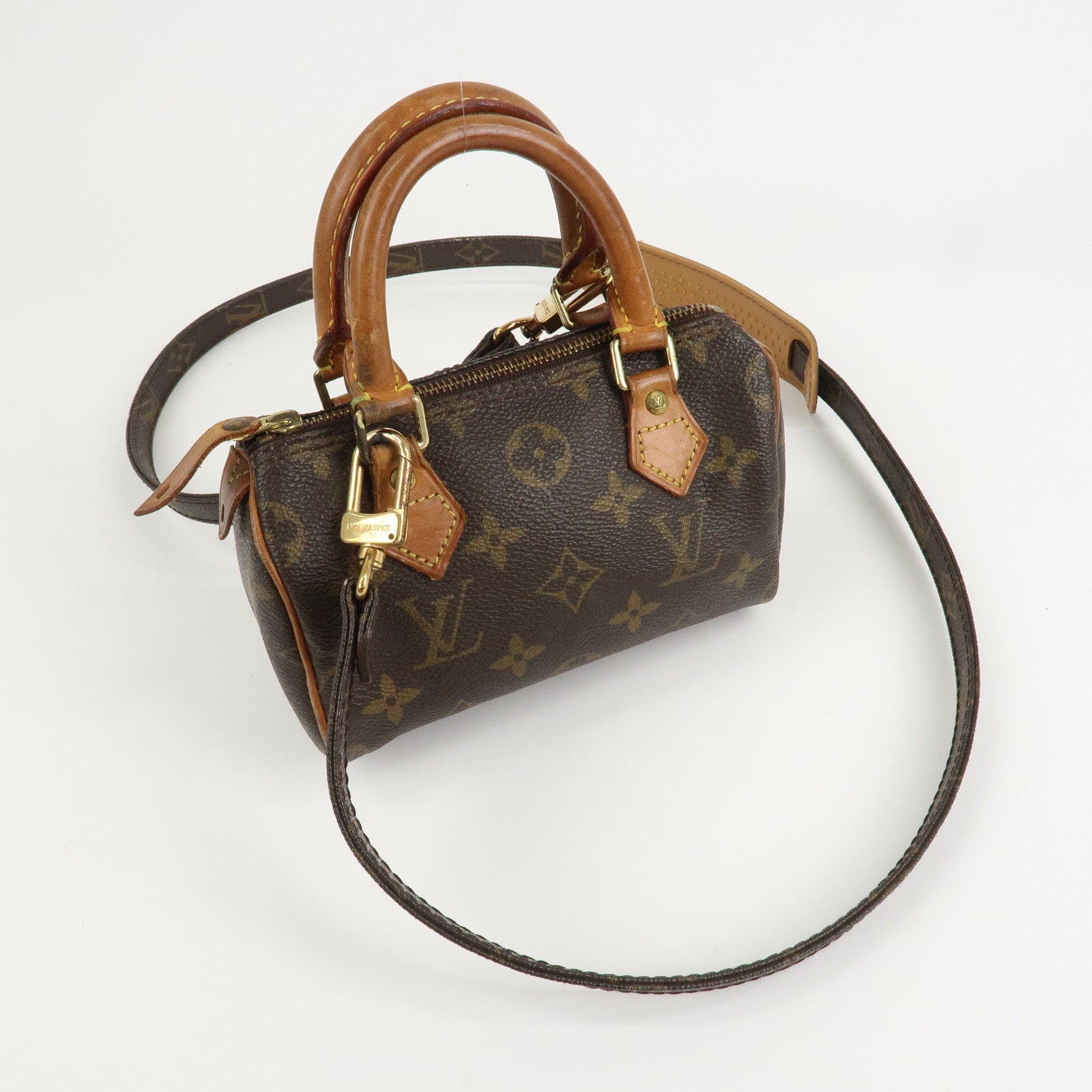 Louis Vuitton Monogram Mini Speedy & Strap Brown M41534 J75010