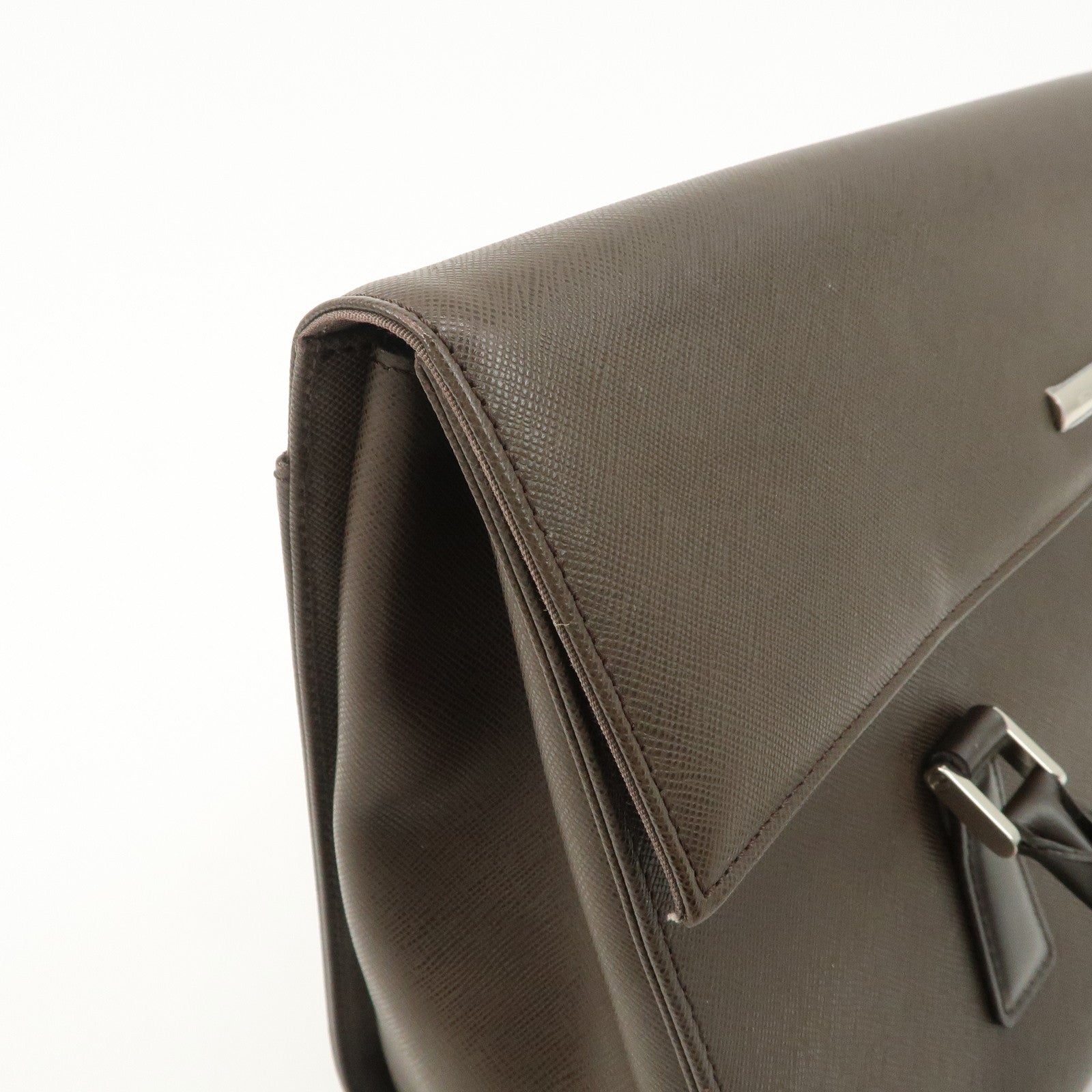 BURBERRY Leather Hand Bag Dark Brown