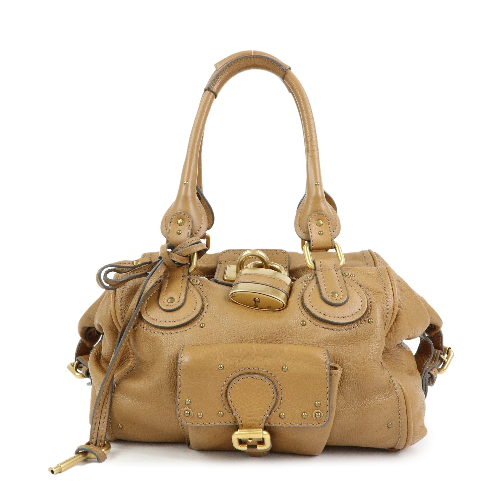 Chloe Paddington Leather Shoulder Bag Boston Bag Brown