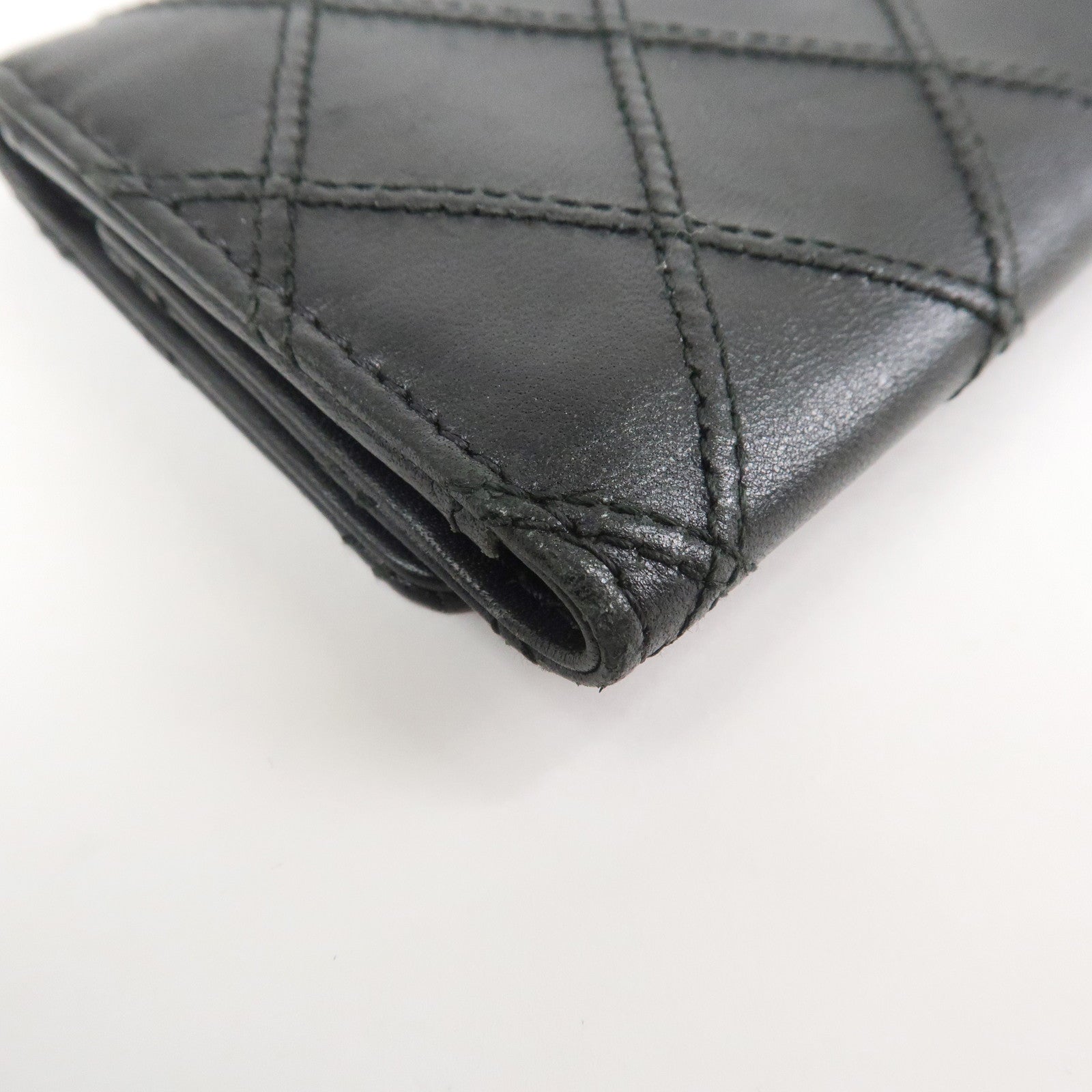 CHANEL Bicolore COCO Mark Lamb Skin 6 Rings Key Case Black