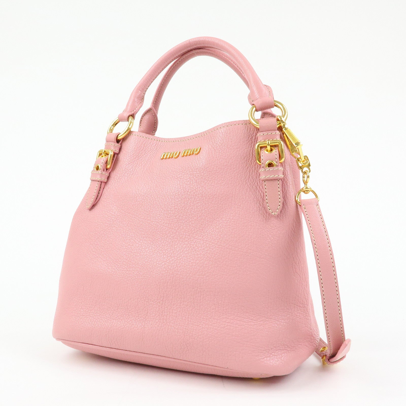 MIU MIU Madras Leather 2Way Shoulder Bag Hand Bag Pink RN0886