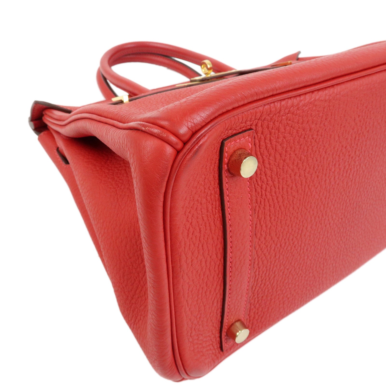 HERMES Birkin 30 Togo Leather Hand Bag □R Stamped Rouge Casaque