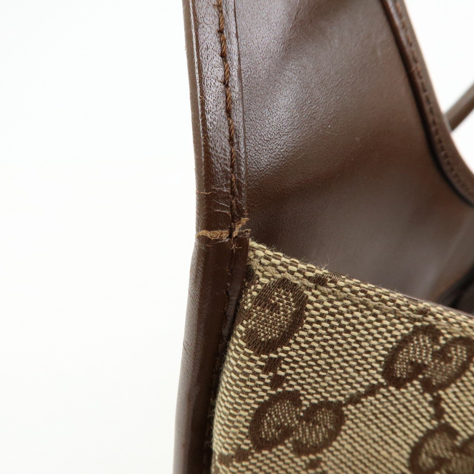 GUCCI Jackie GG Canvas Leather Shoulder Bag Beige Brown 002.1067
