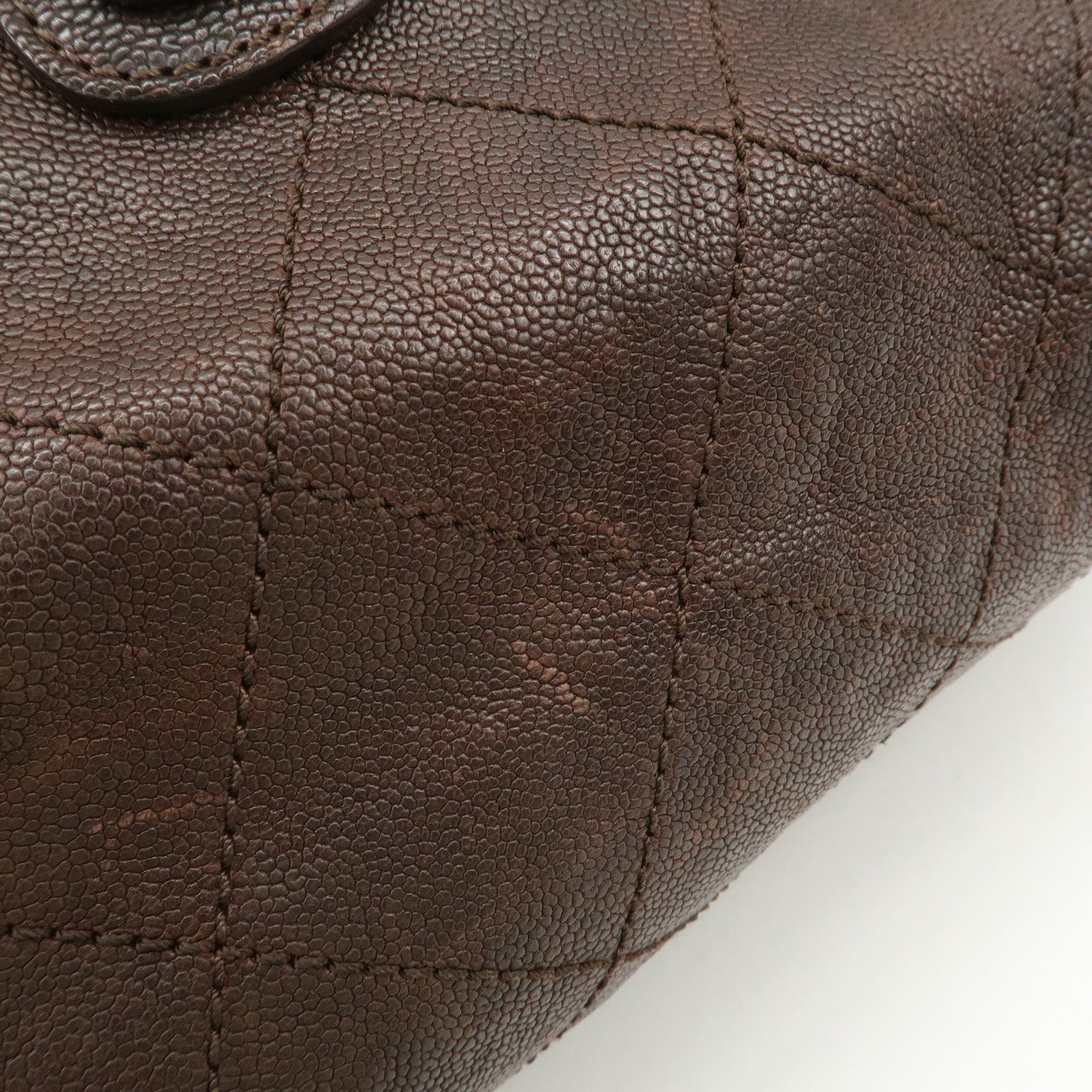 CHANEL COCO Mark Matelasse Caviar Skin Boston Bag Brown Gold HDW Used