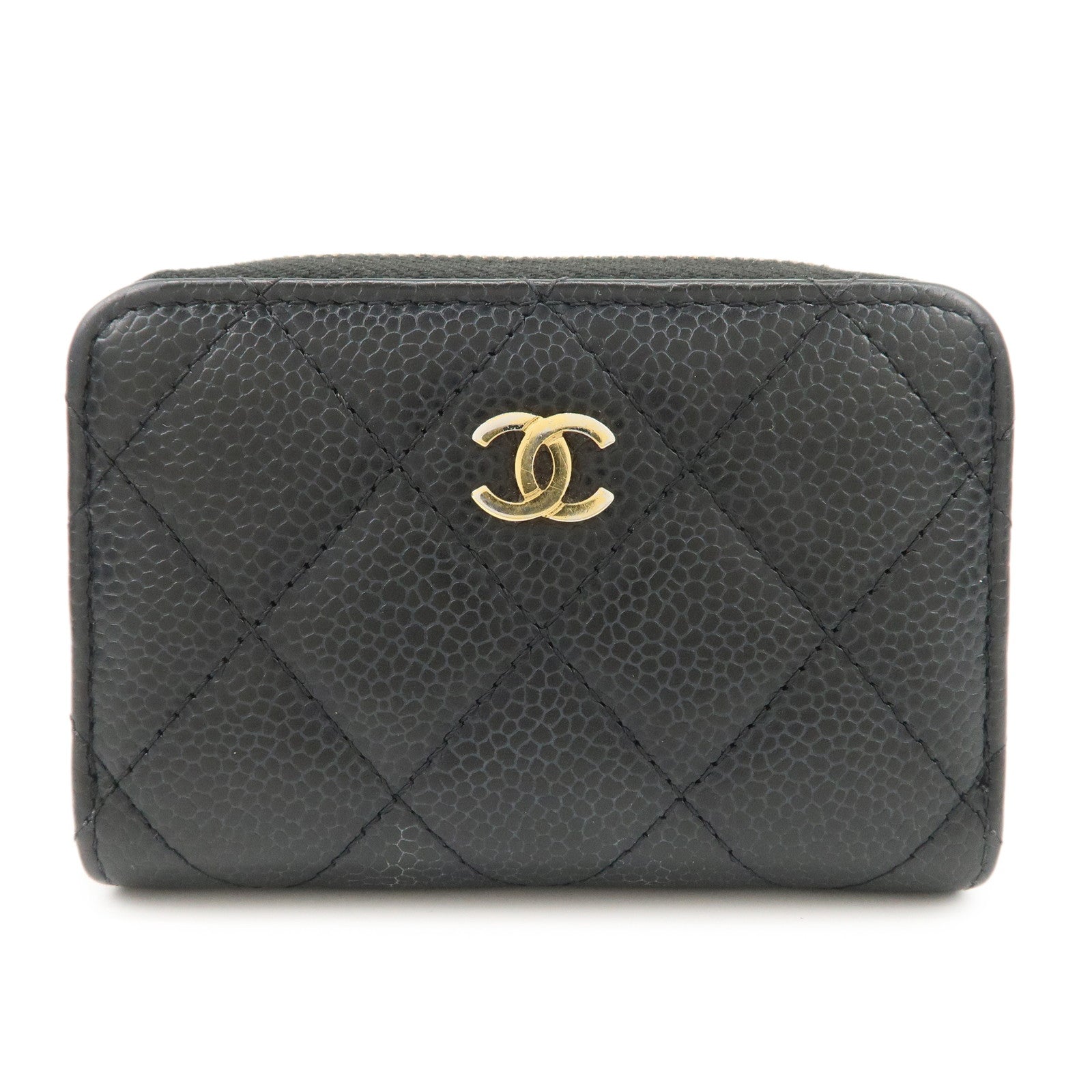 CHANEL Matelasse Timeless Classic Caviarskin Zippy Coin Case AP0216 Used