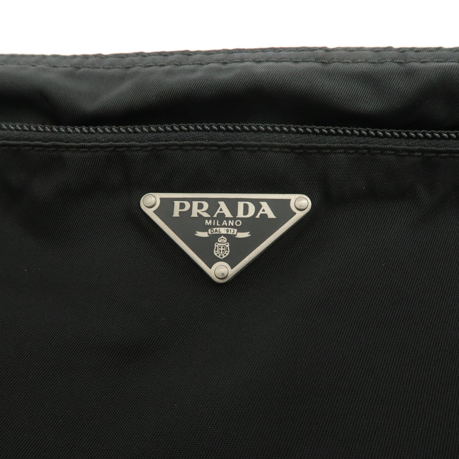 PRADA Triangle Logo Nylon Leather Shoulder Bag Crossbody Bag Black