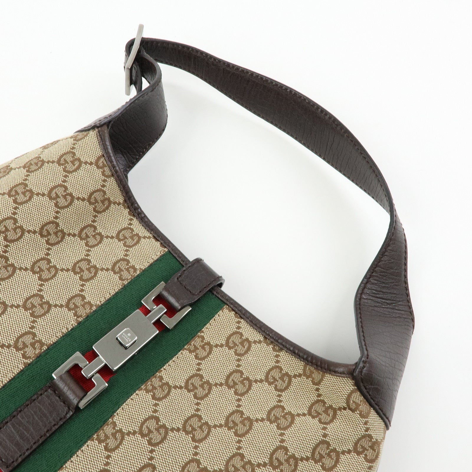 GUCCI Sherry Jackie GG Canvas Leather Shoulder Bag Hand Bag 00963